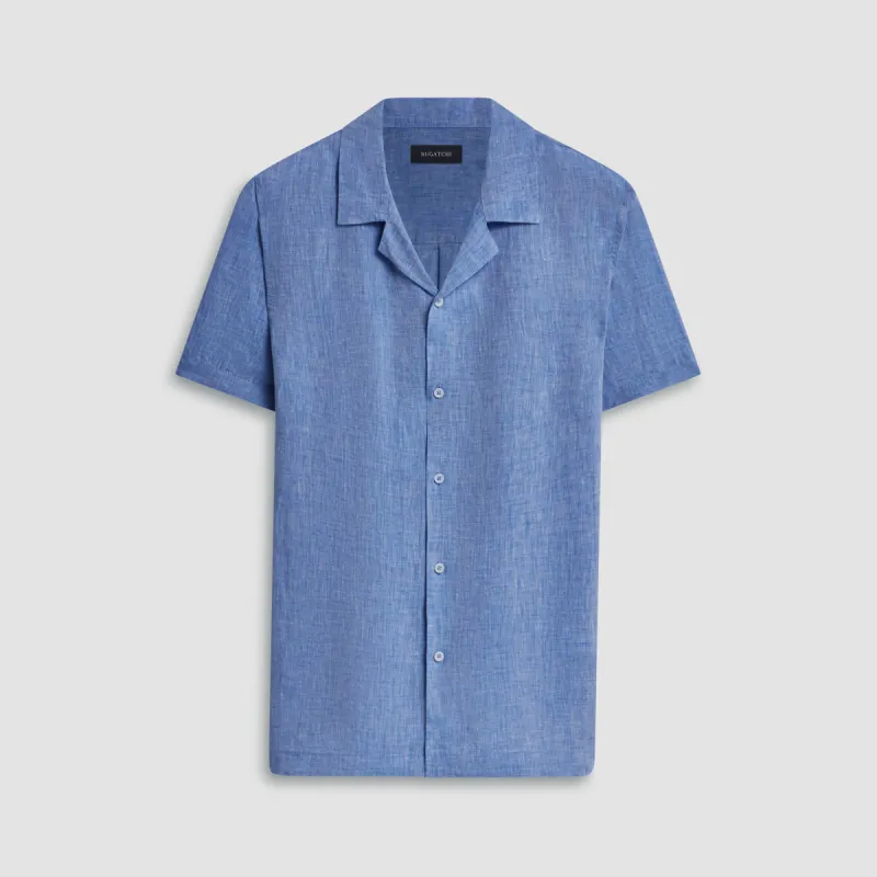 Jackson Solid Short Sleeve Linen Shirt sold by Bugatchi