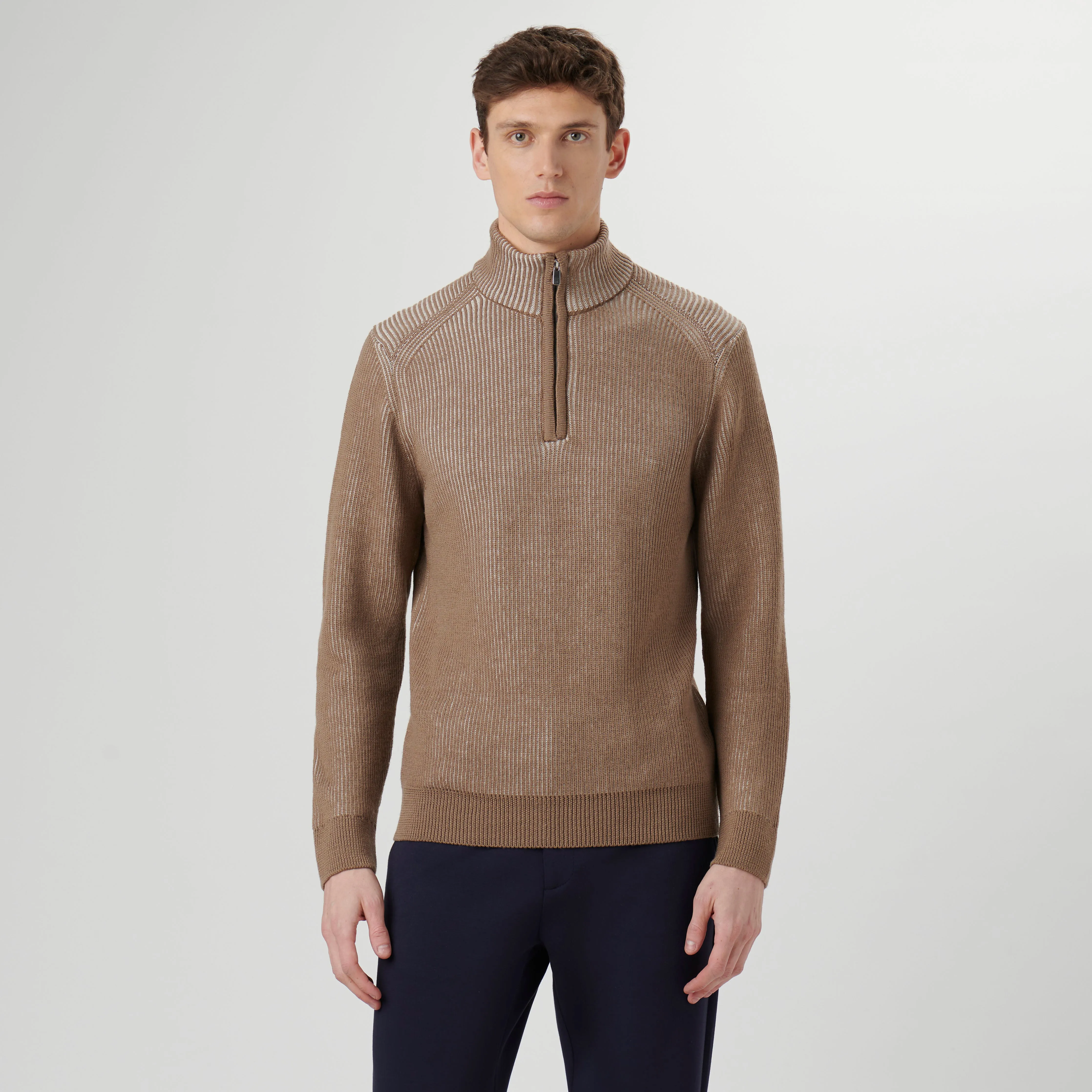 Cable Knit Quarter Zip Sweater sold by Bugatchi product image thumbnail 2