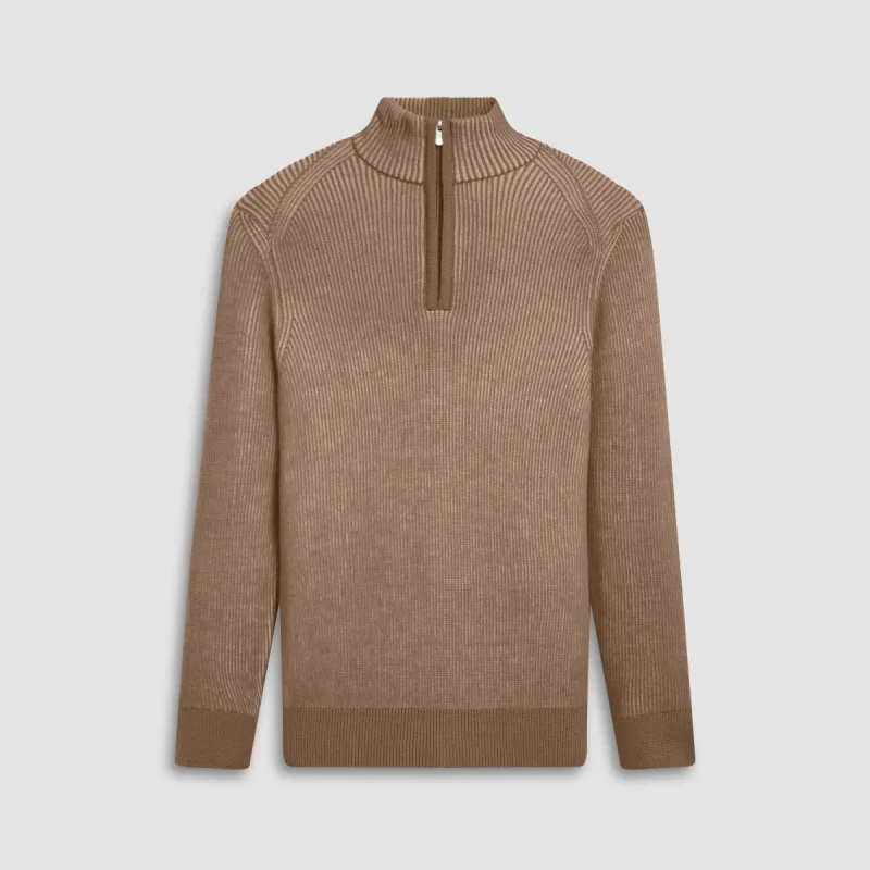 Cable Knit Quarter Zip Sweater sold by Bugatchi