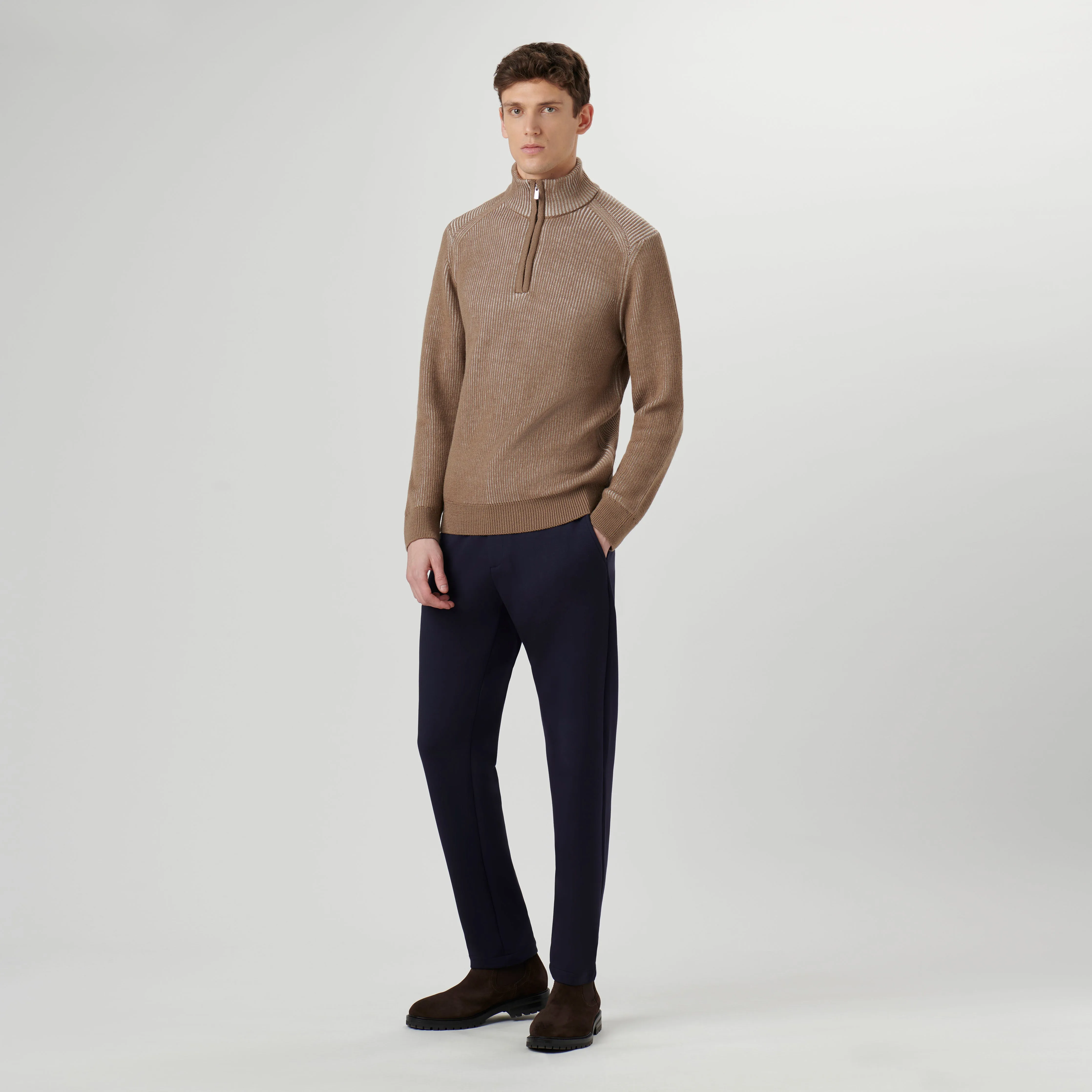 Cable Knit Quarter Zip Sweater sold by Bugatchi product image thumbnail 5