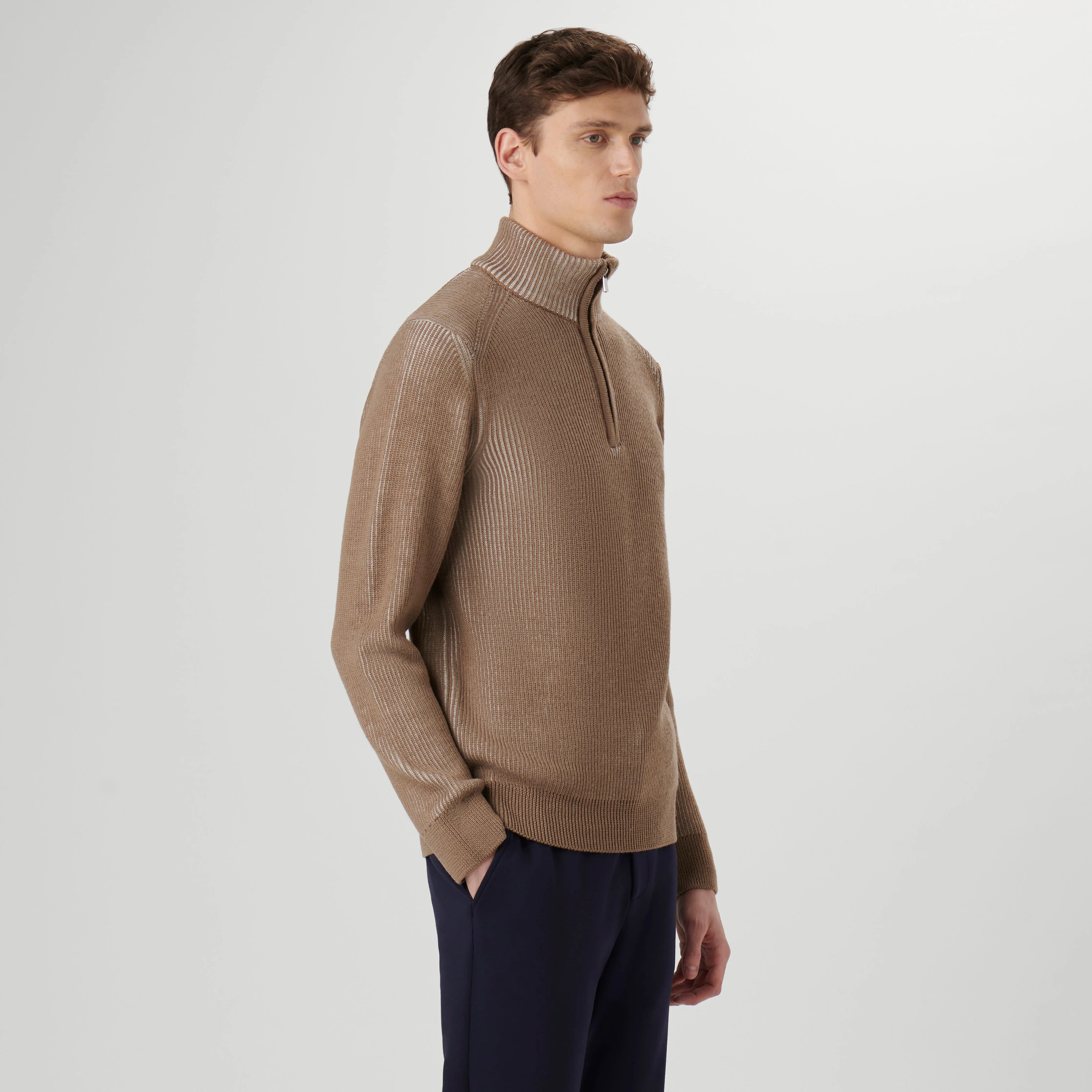 Cable Knit Quarter Zip Sweater sold by Bugatchi product image thumbnail 3