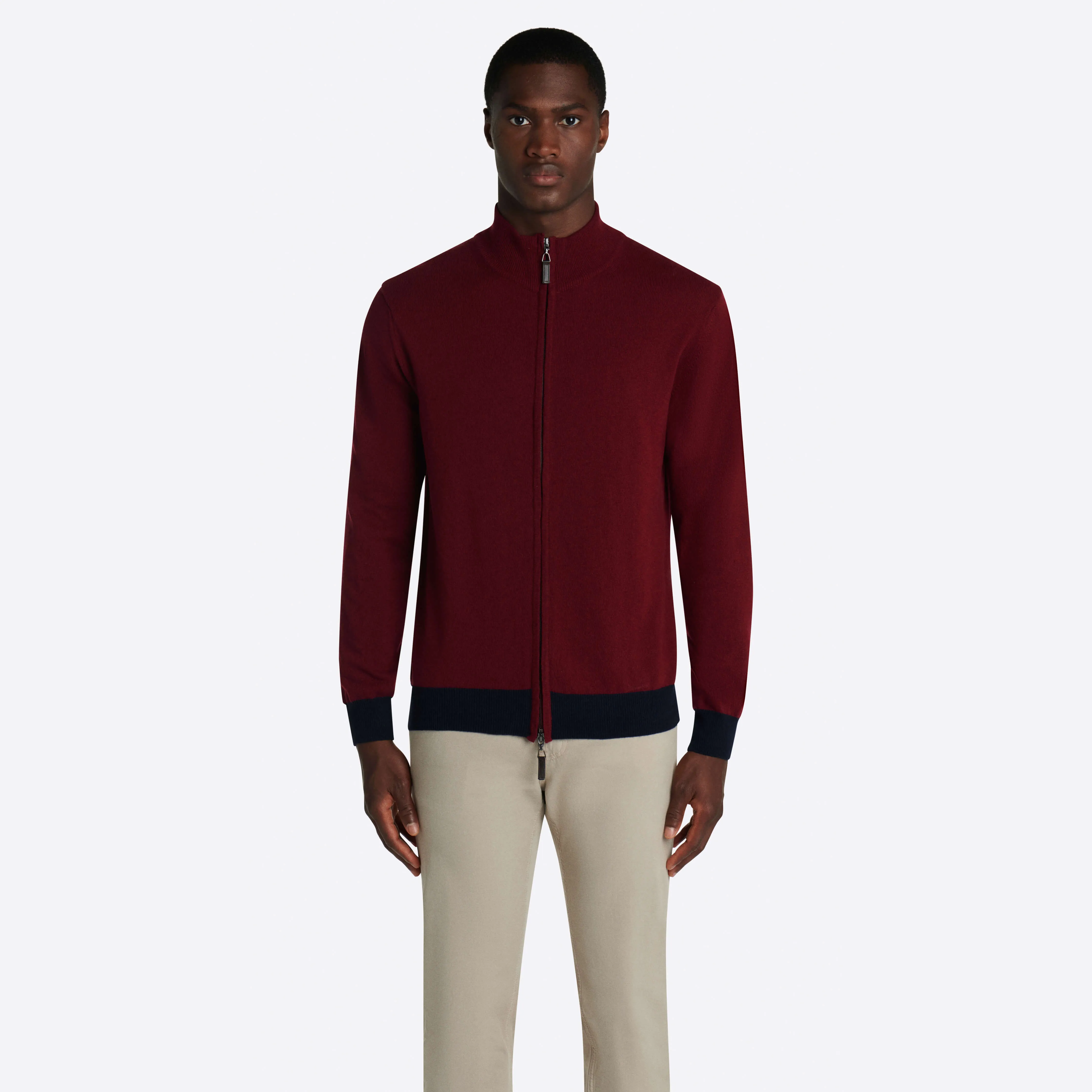 Solid Full Zip Mock Neck Sweater sold by Bugatchi product image thumbnail 2