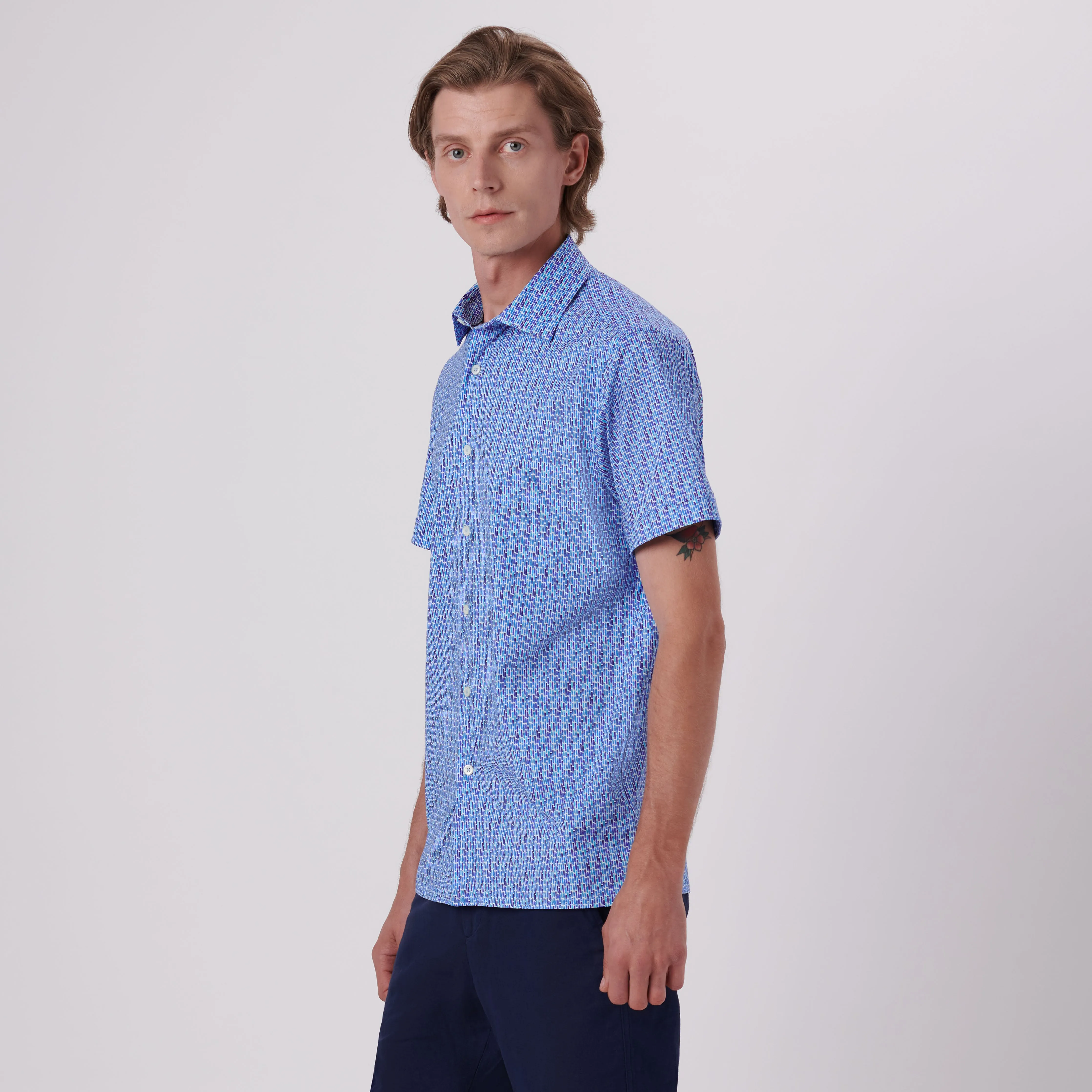 Milo Abstract Print OoohCotton Short Sleeve Shirt sold by Bugatchi product image thumbnail 3