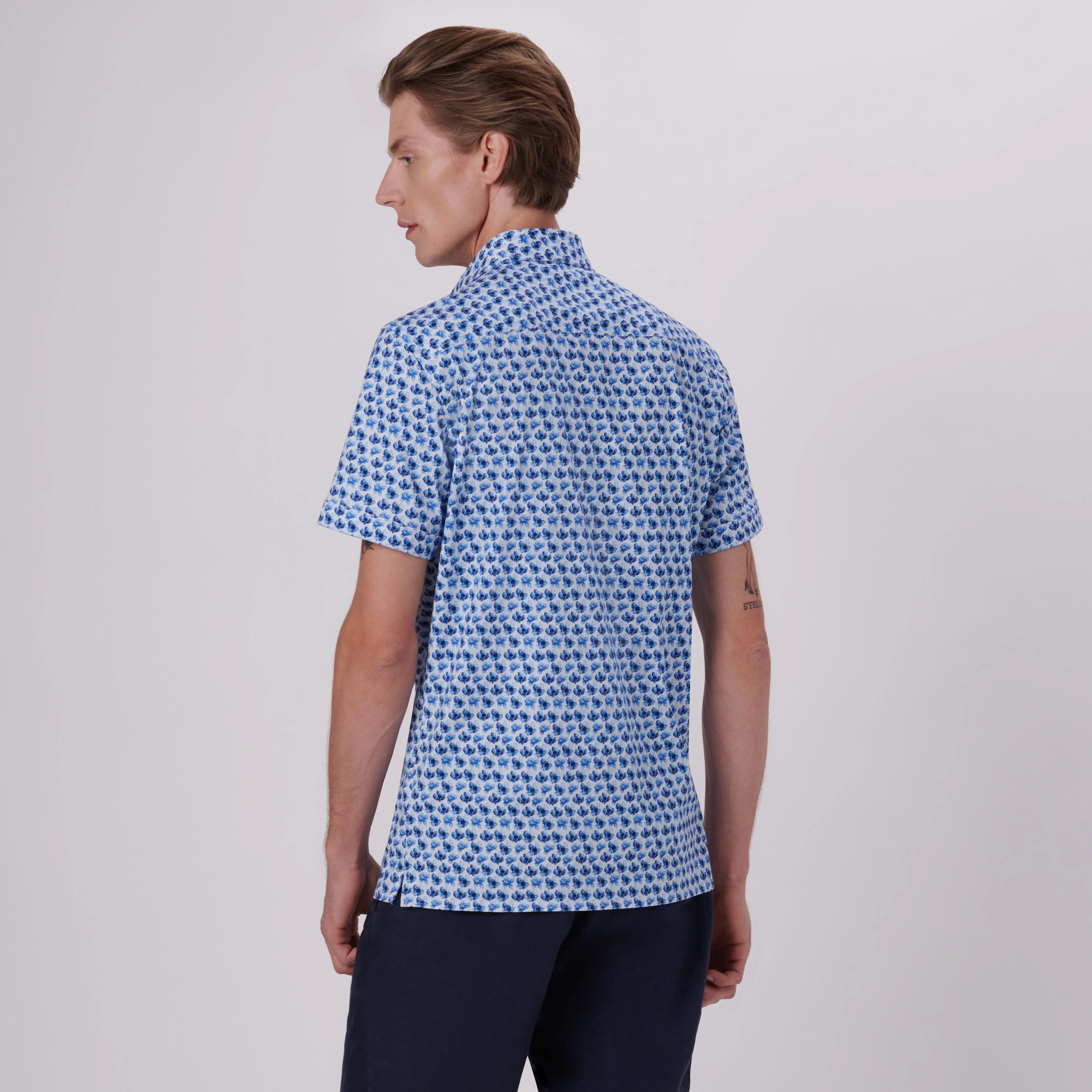 Milo Floral Print OoohCotton Short Sleeve Shirt sold by Bugatchi product image thumbnail 4