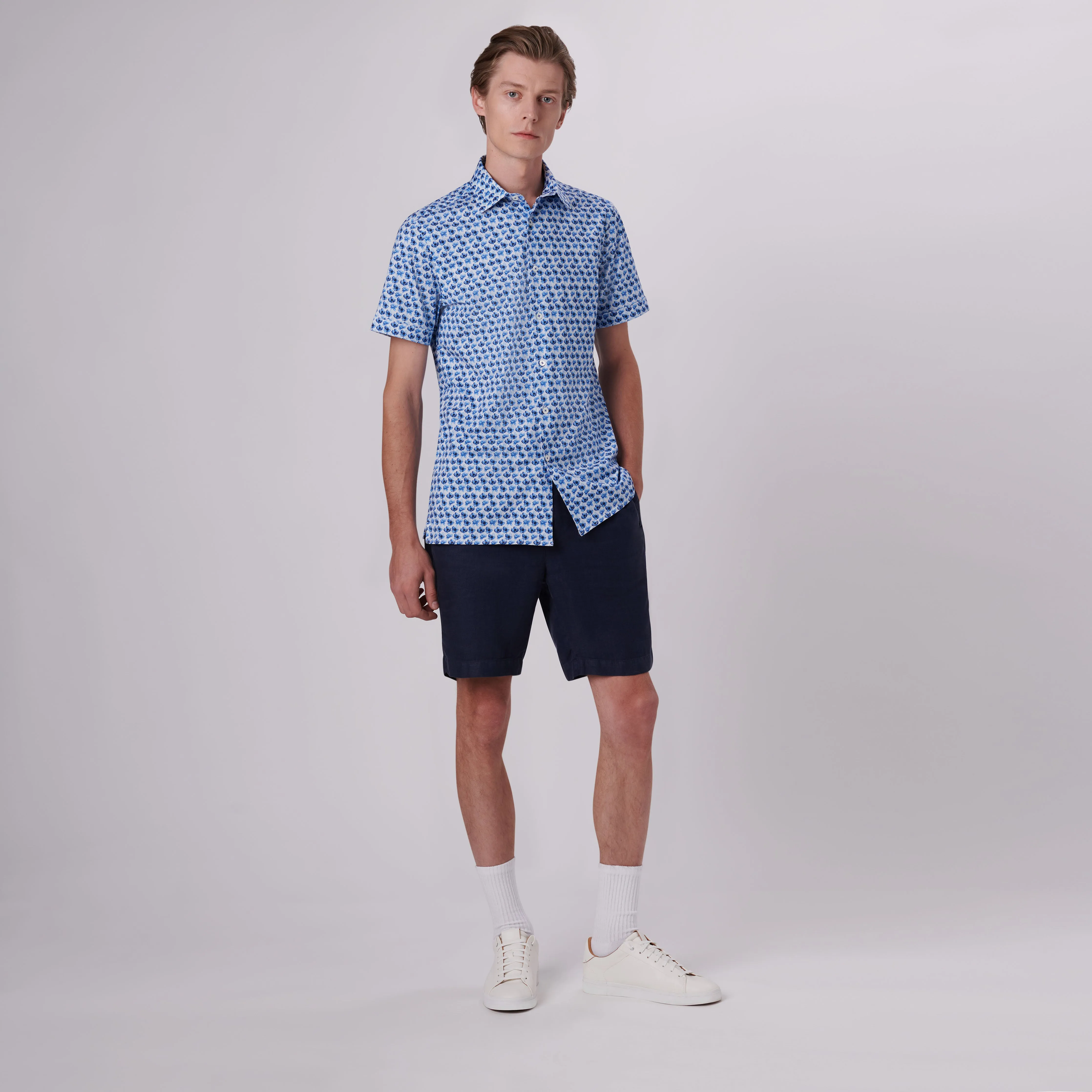 Milo Floral Print OoohCotton Short Sleeve Shirt sold by Bugatchi product image thumbnail 5