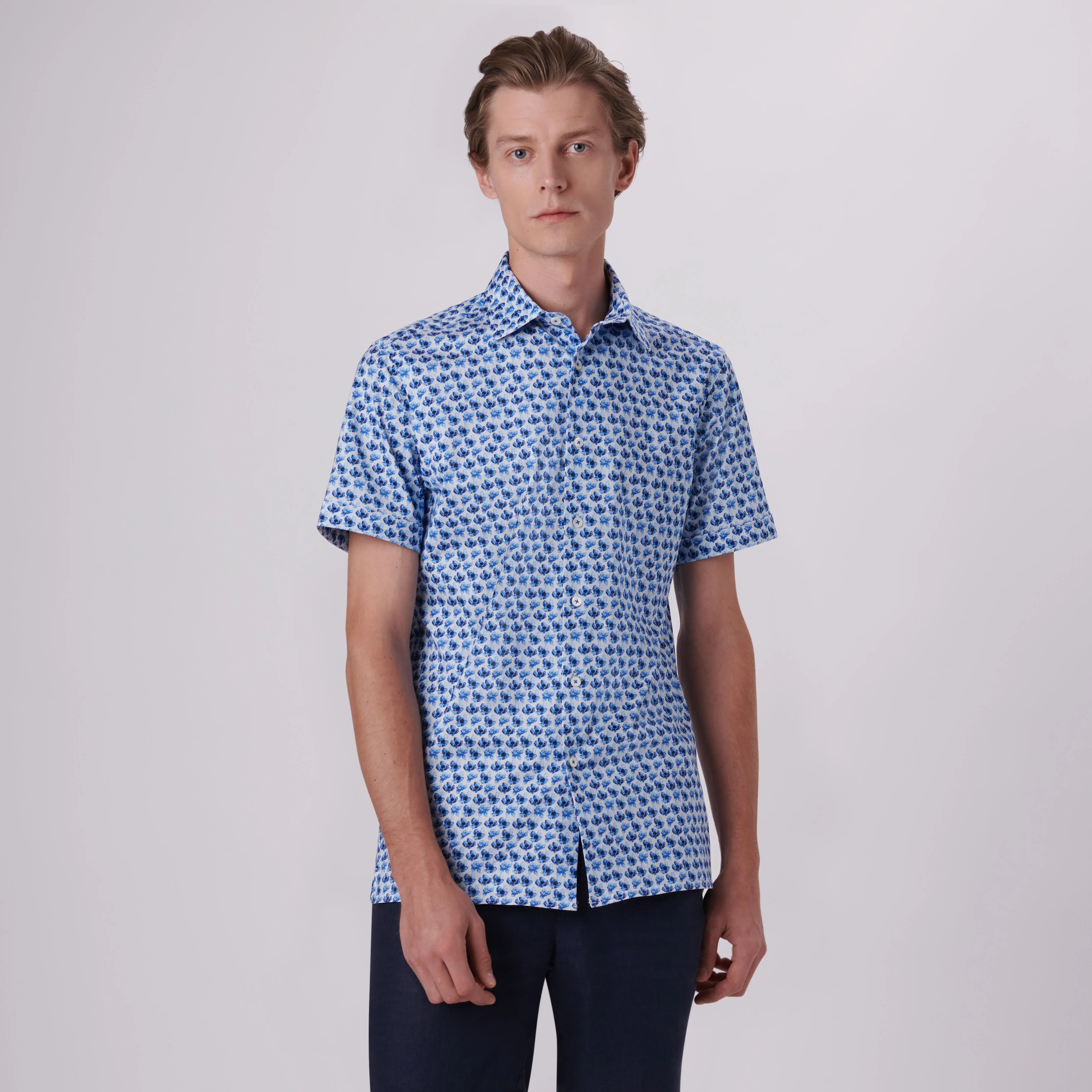 Milo Floral Print OoohCotton Short Sleeve Shirt sold by Bugatchi product image thumbnail 2