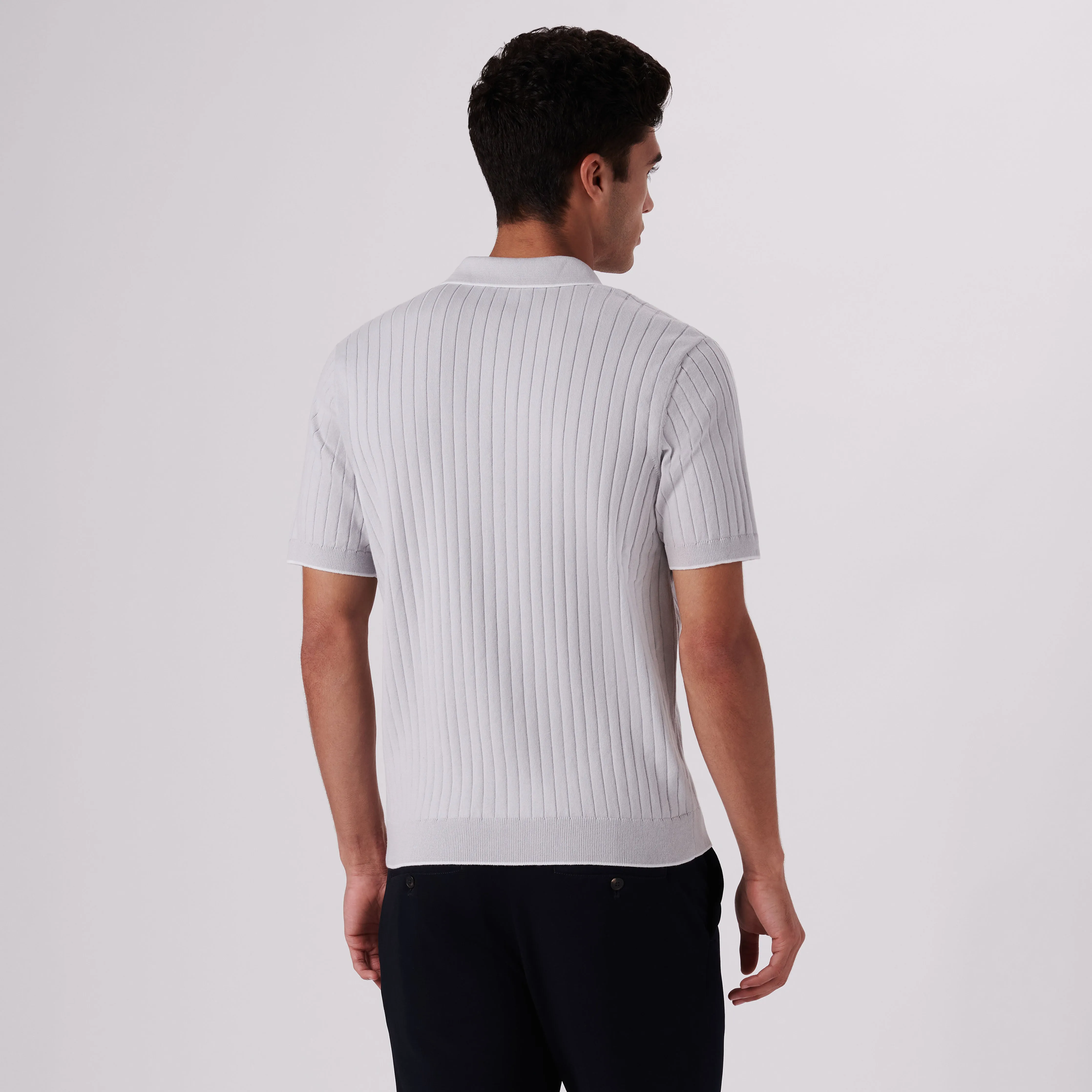 Rib Knit Short Sleeve Polo Sweater sold by Bugatchi product image thumbnail 4