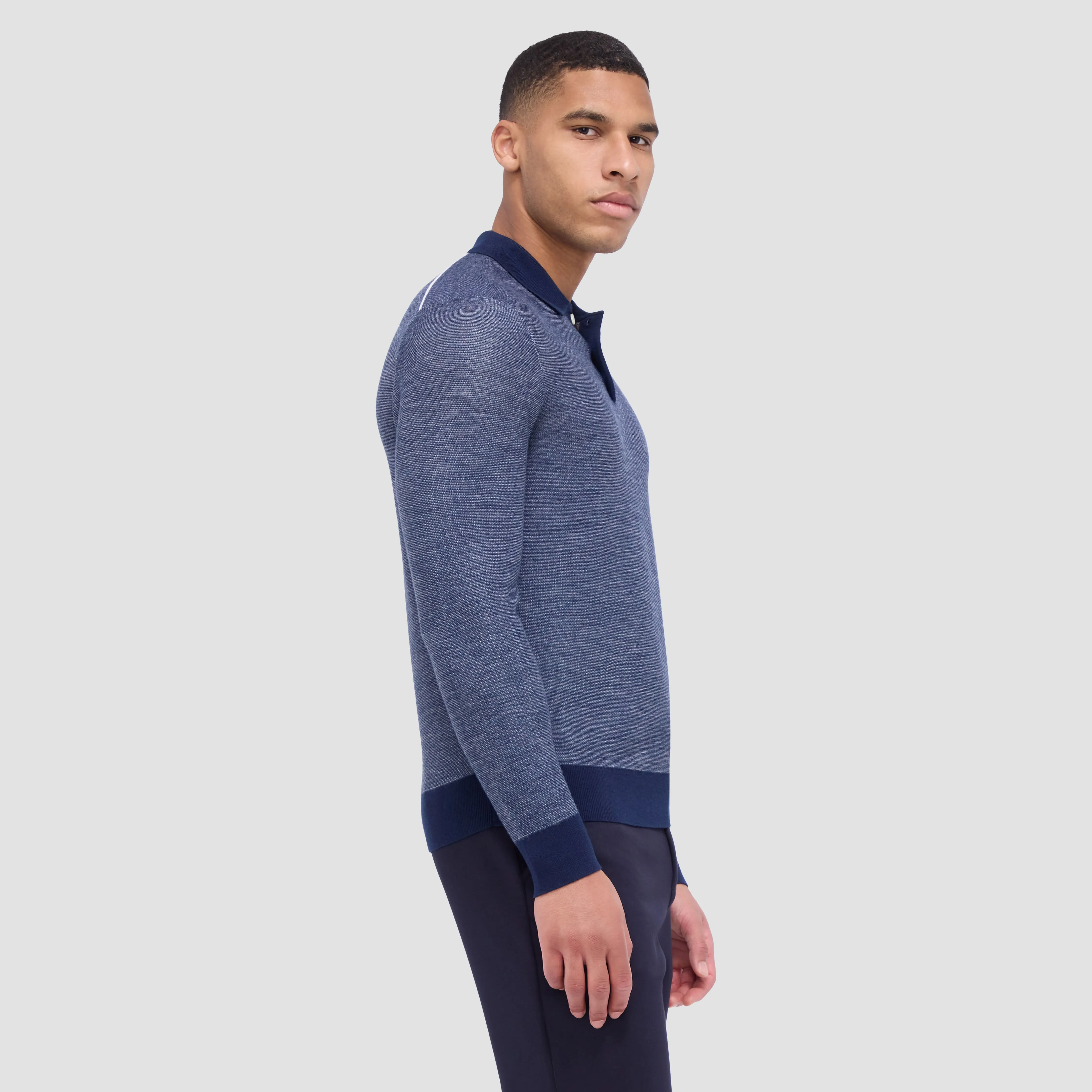Bird's Eye Jacquard Polo Sweater sold by Bugatchi product image thumbnail 3
