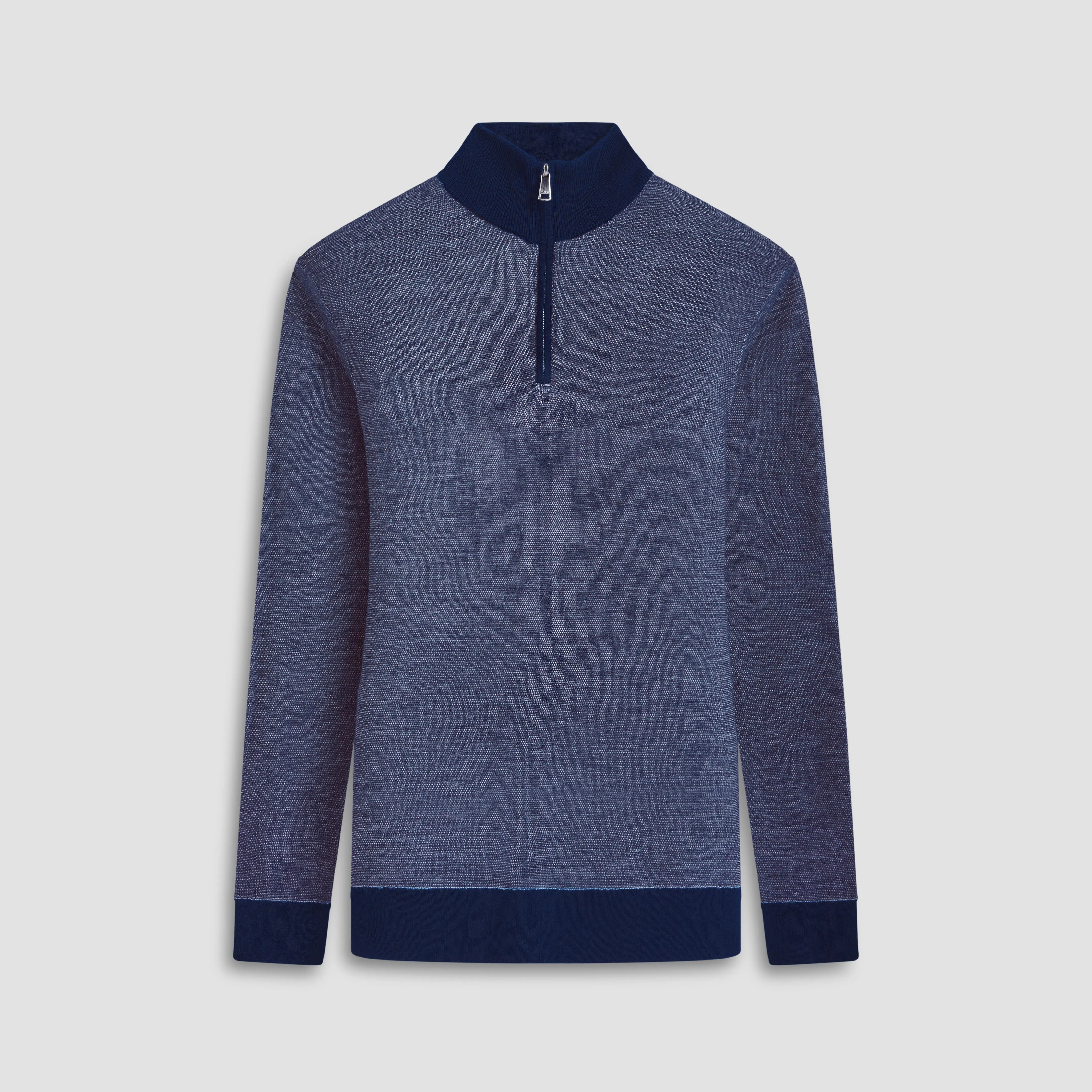 Bird's Eye Jacquard Quarter-Zip Mock Neck Sweater sold by Bugatchi