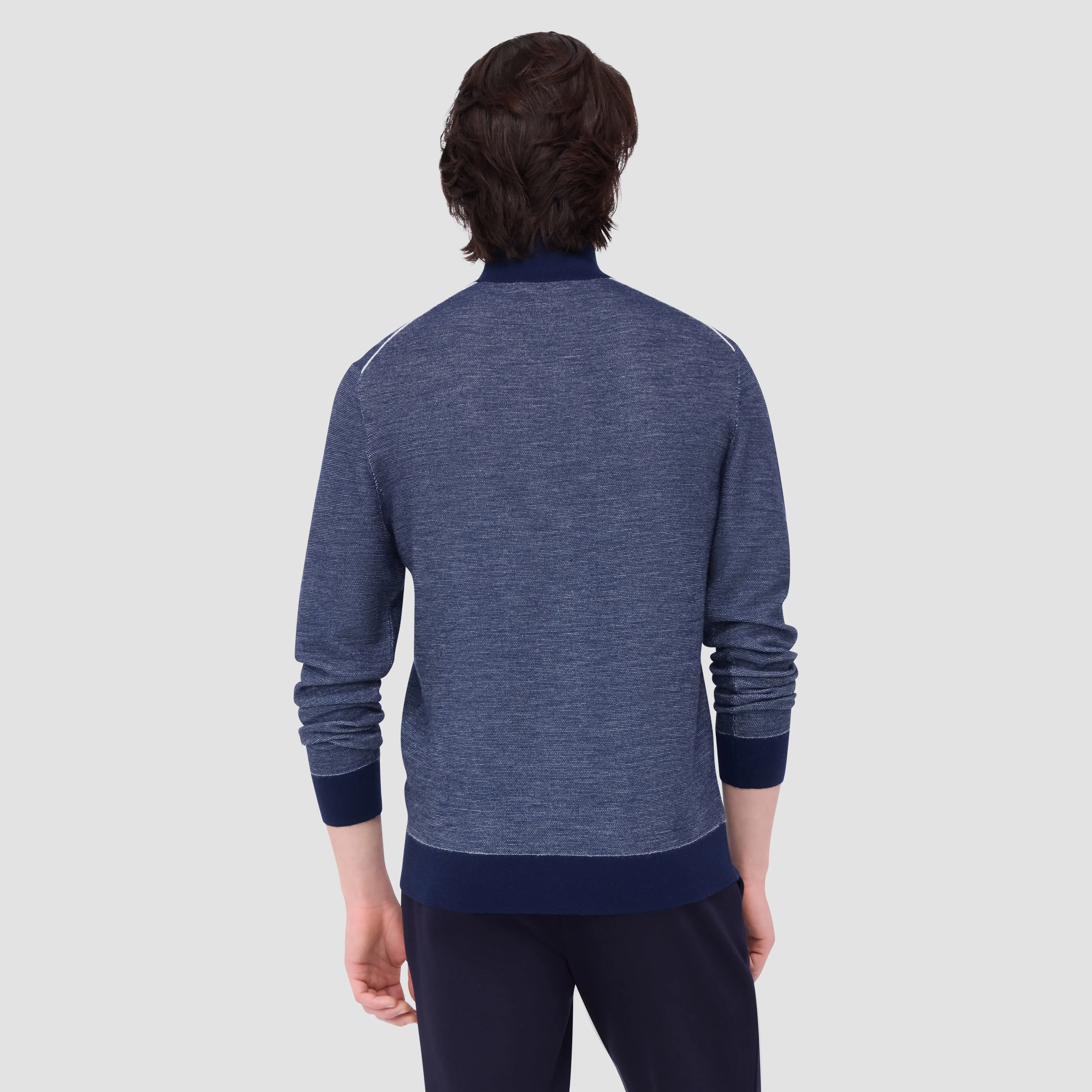 Bird's Eye Jacquard Quarter-Zip Mock Neck Sweater sold by Bugatchi product image thumbnail 4