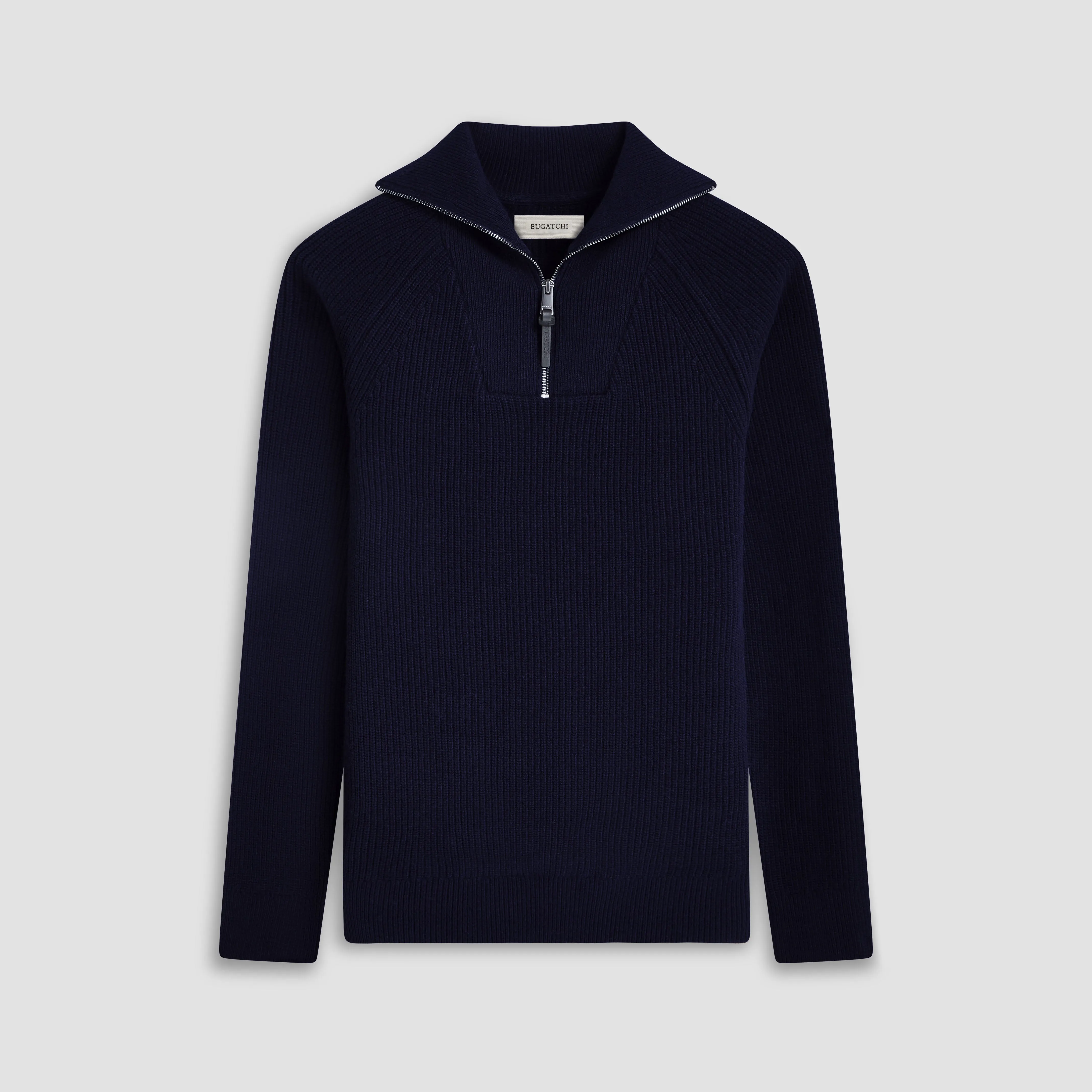 Fisherman Rib-Stitch Quarter-Zip Sweater sold by Bugatchi