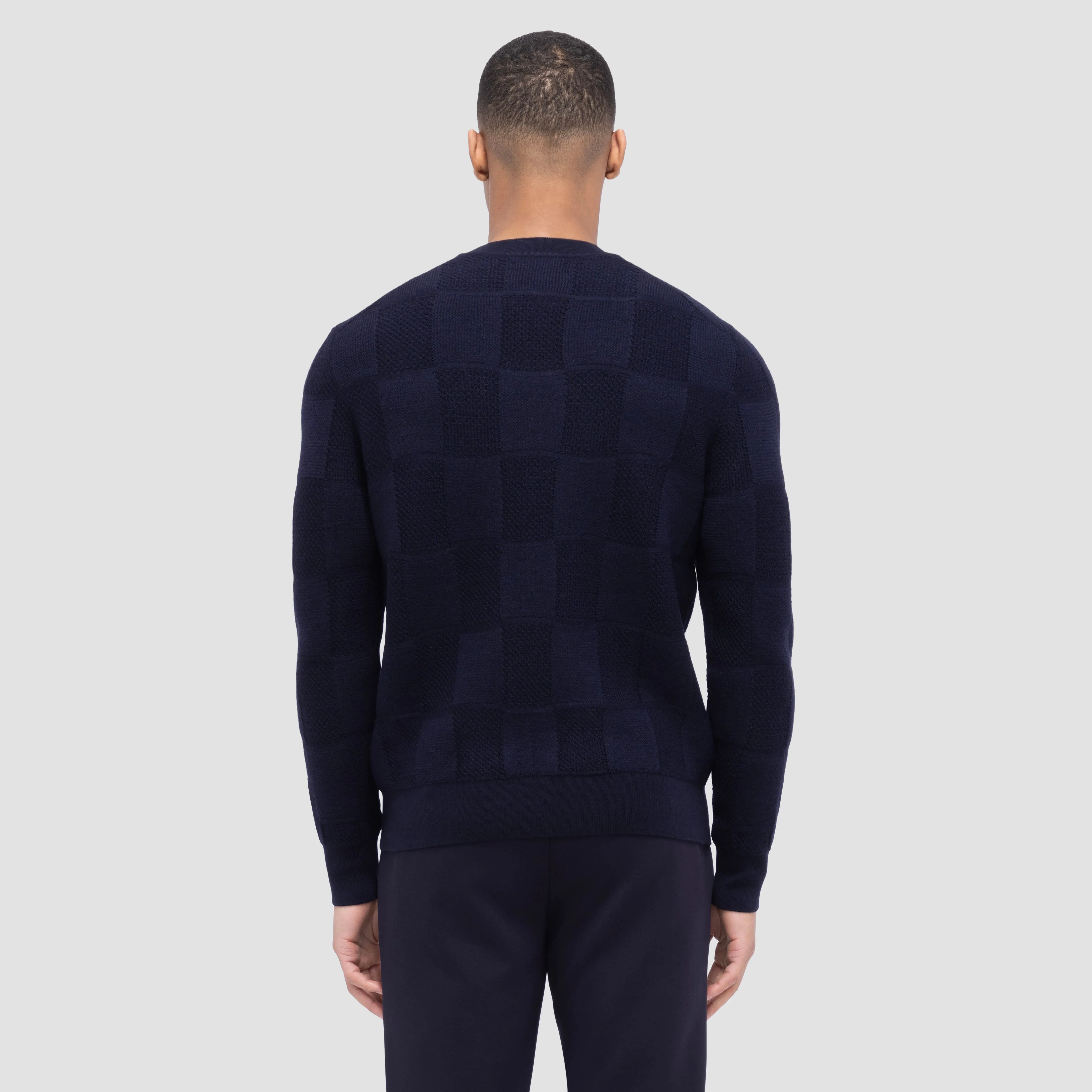 Multi-Stitch Check Jacquard Crew Neck Sweater sold by Bugatchi product image thumbnail 4