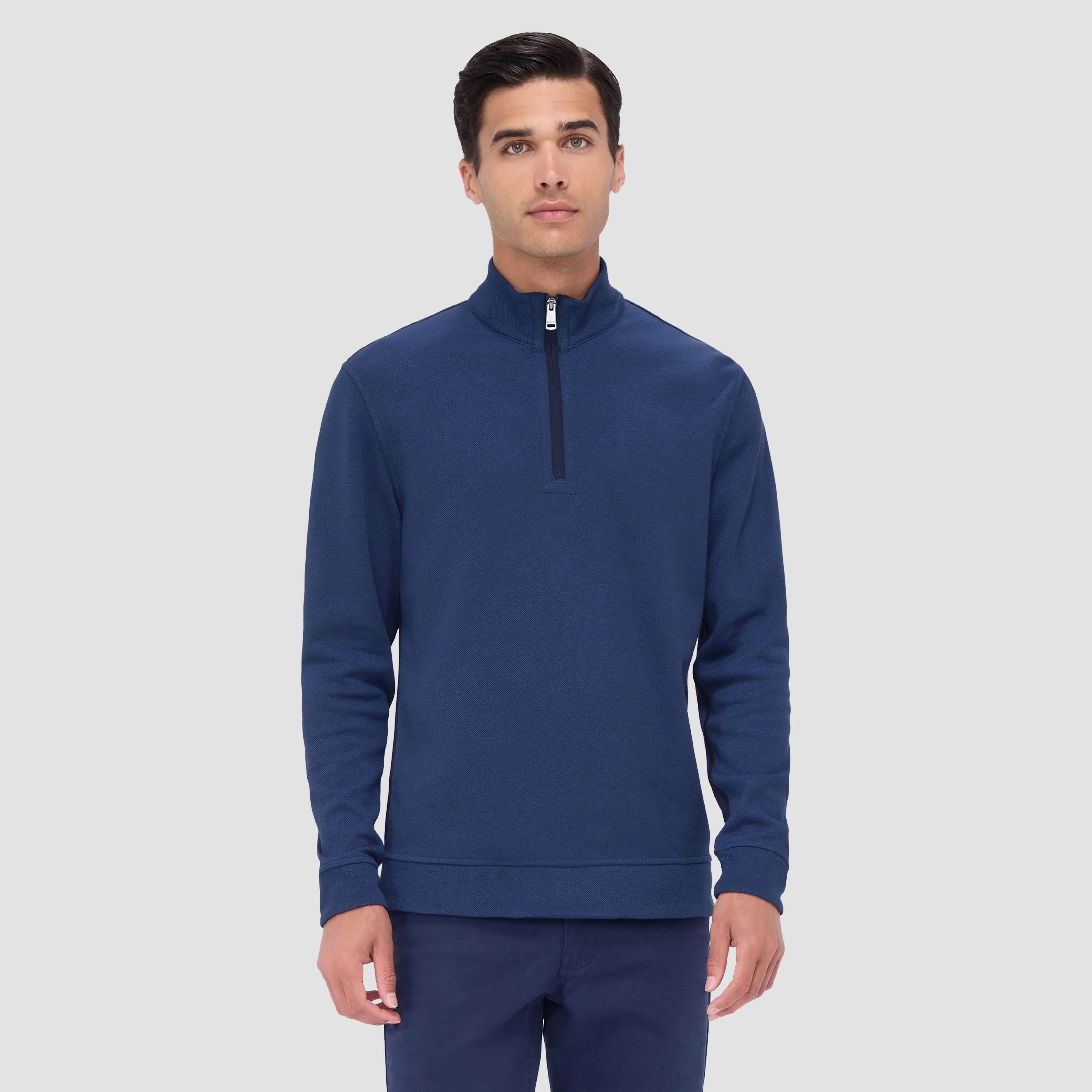 Reversible Pique/Fishermen Knit Quarter-Zip Pullover sold by Bugatchi product image thumbnail 2