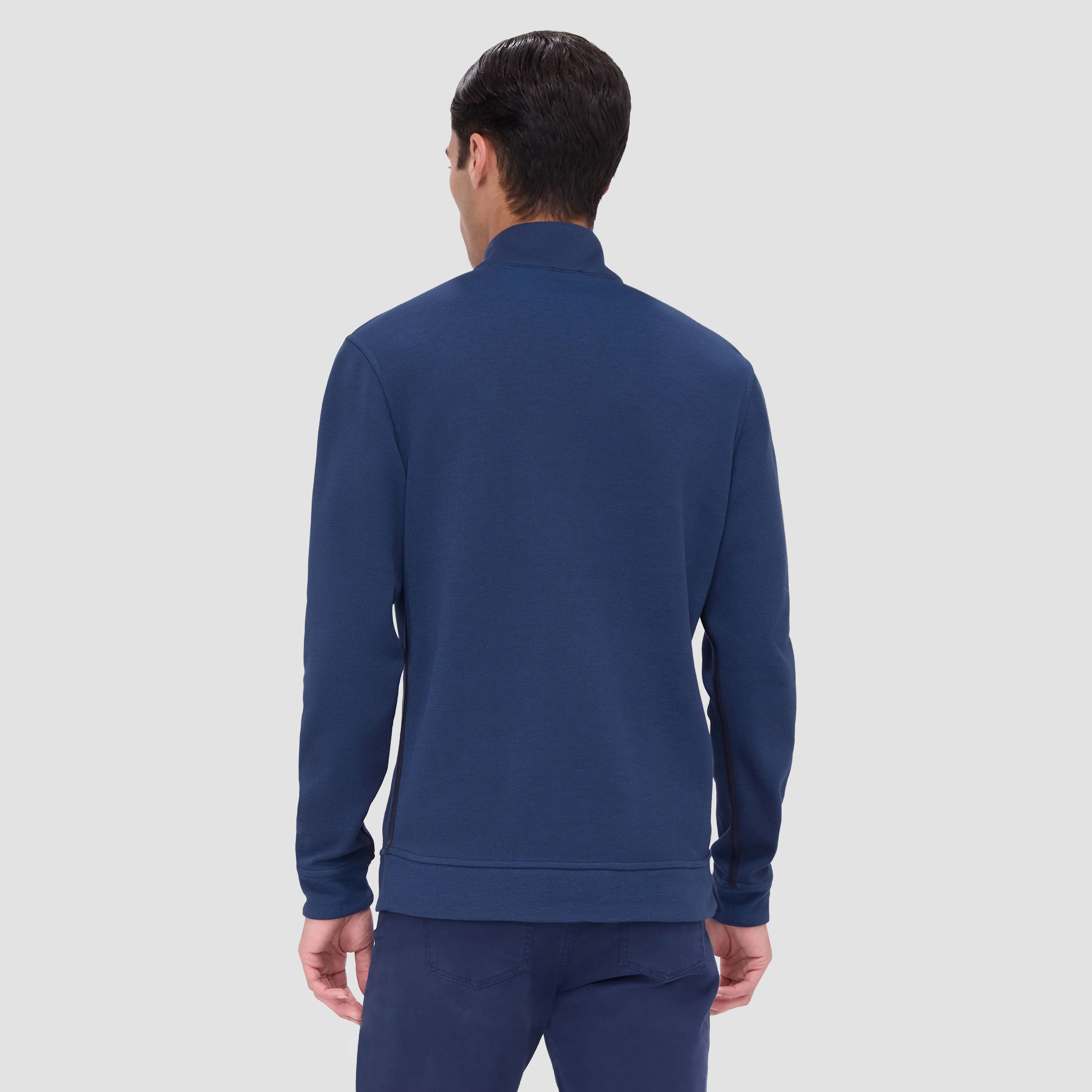 Reversible Pique/Fishermen Knit Quarter-Zip Pullover sold by Bugatchi product image thumbnail 4