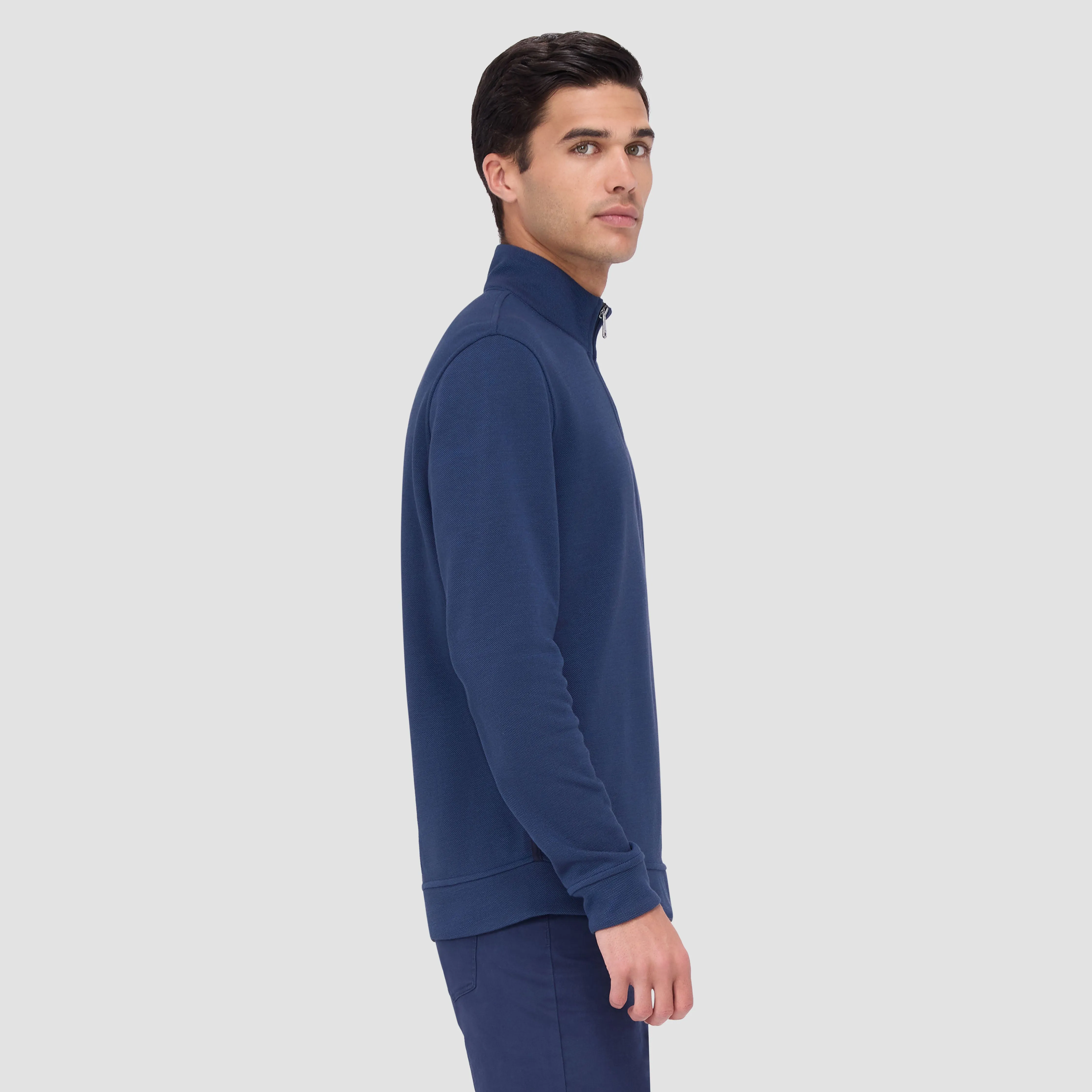 Reversible Pique/Fishermen Knit Quarter-Zip Pullover sold by Bugatchi product image thumbnail 3