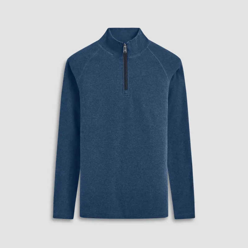 Diagonal Pinstripe Quarter-Zip Pullover sold by Bugatchi