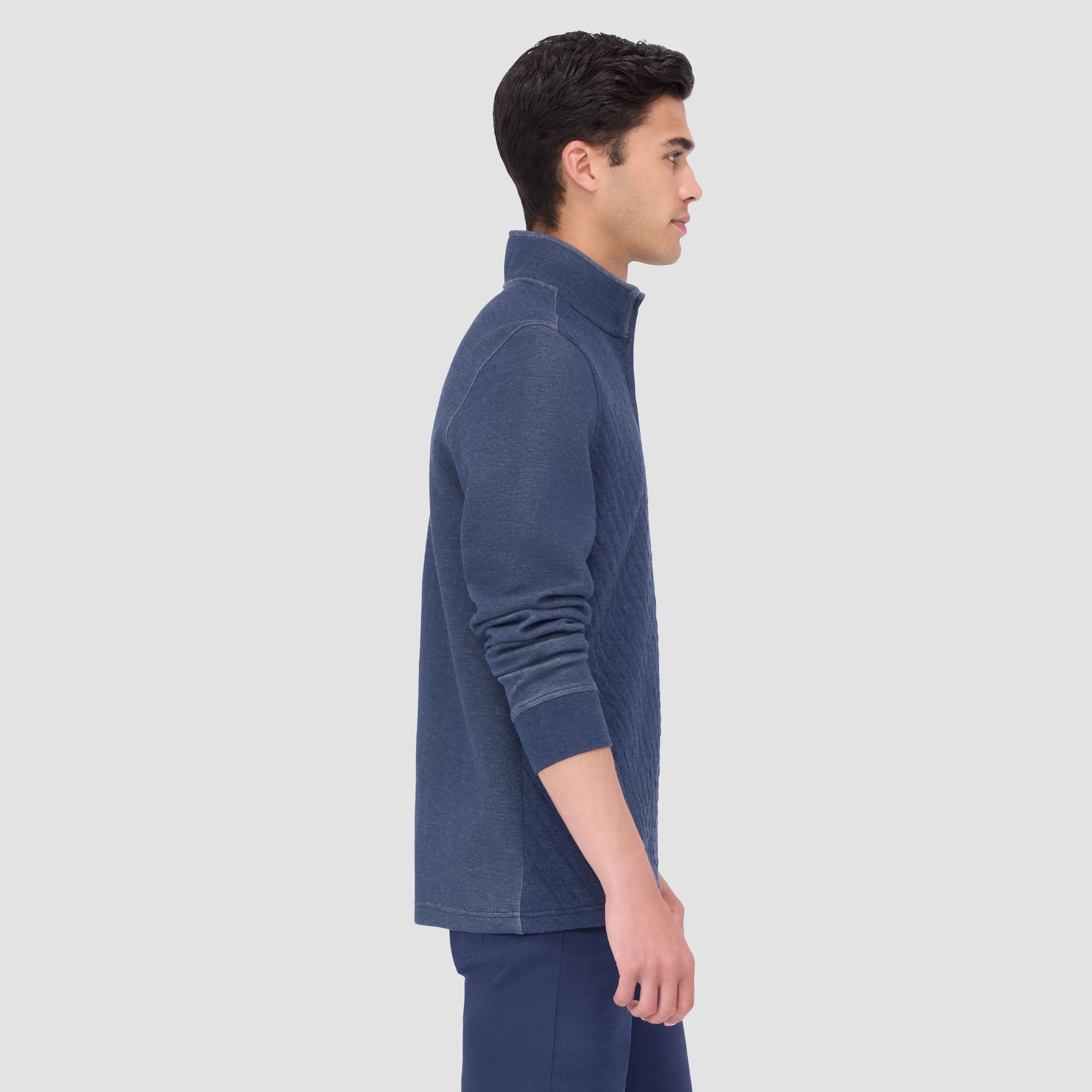 Diamond Quilted Quarter-Zip Pullover sold by Bugatchi product image thumbnail 3