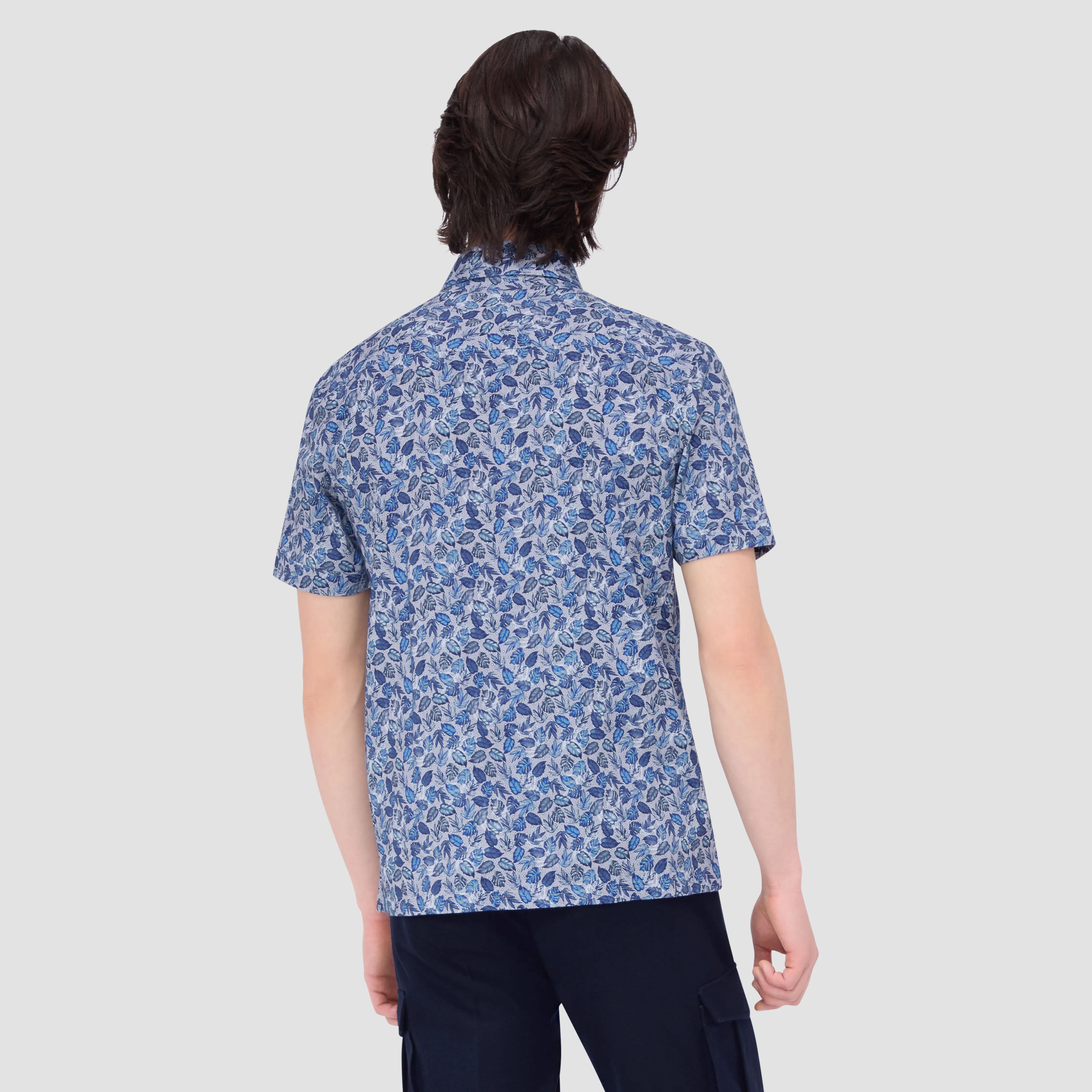 Milo Leaf Print OoohCotton Short Sleeve Shirt sold by Bugatchi product image thumbnail 4