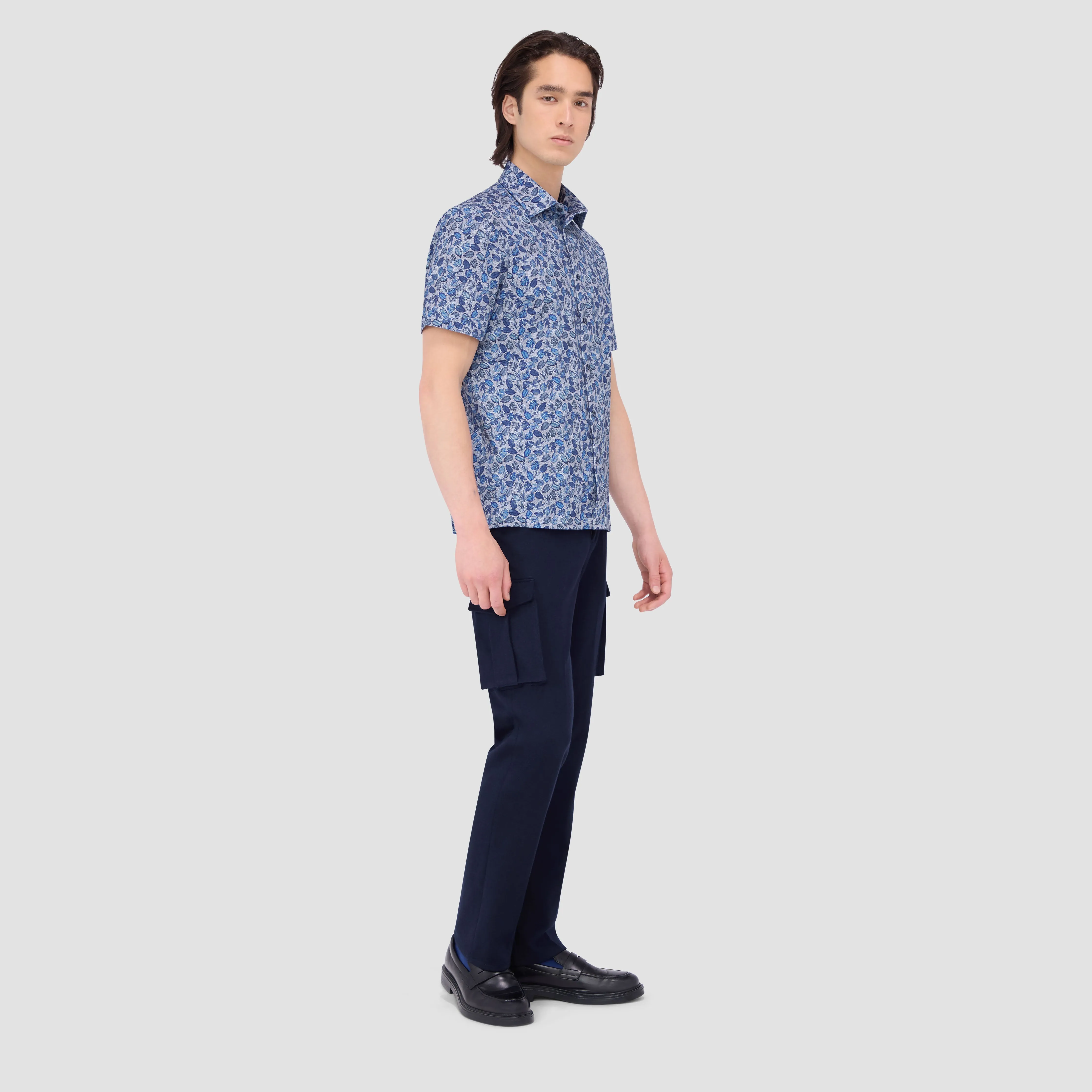 Milo Leaf Print OoohCotton Short Sleeve Shirt sold by Bugatchi product image thumbnail 5