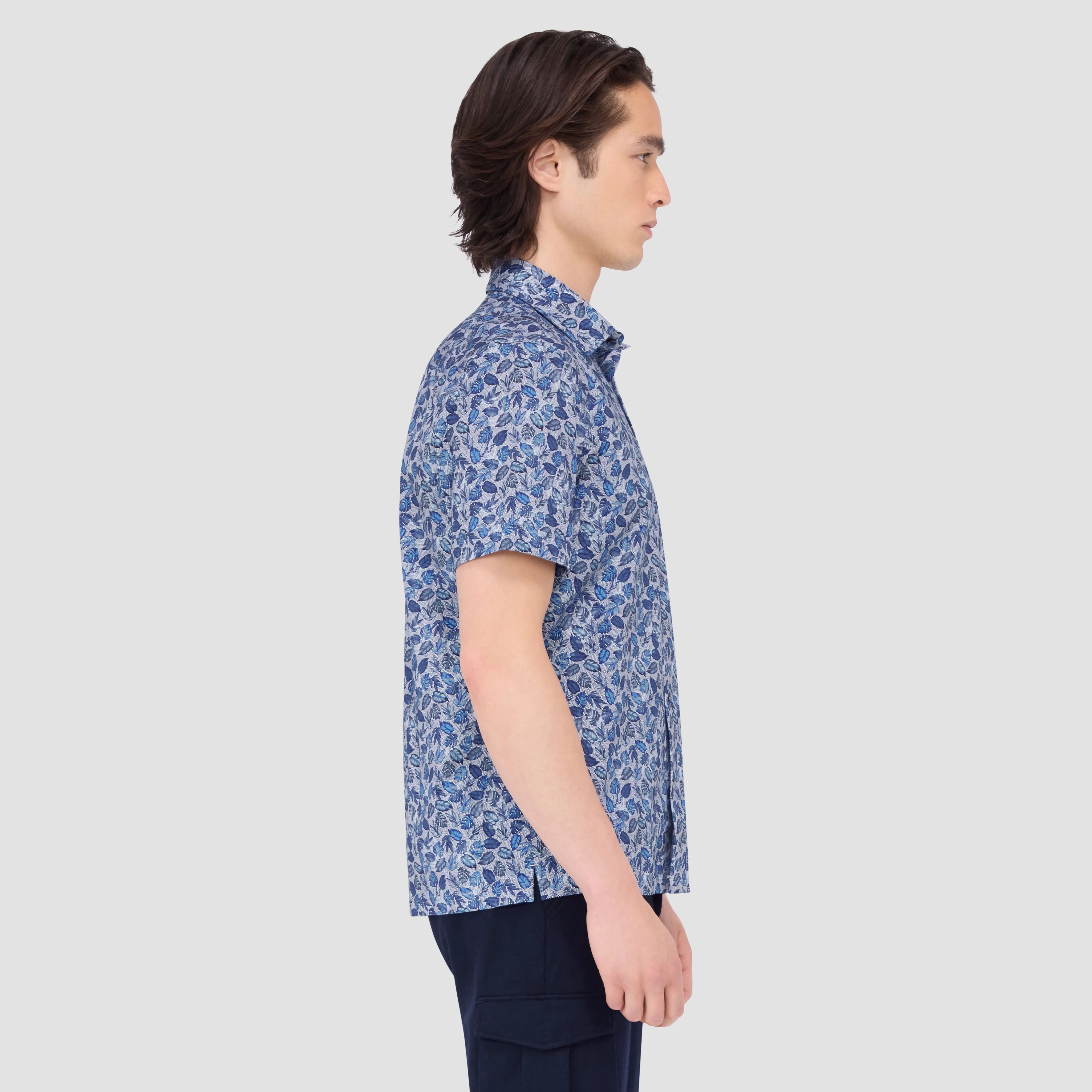 Milo Leaf Print OoohCotton Short Sleeve Shirt sold by Bugatchi product image thumbnail 3