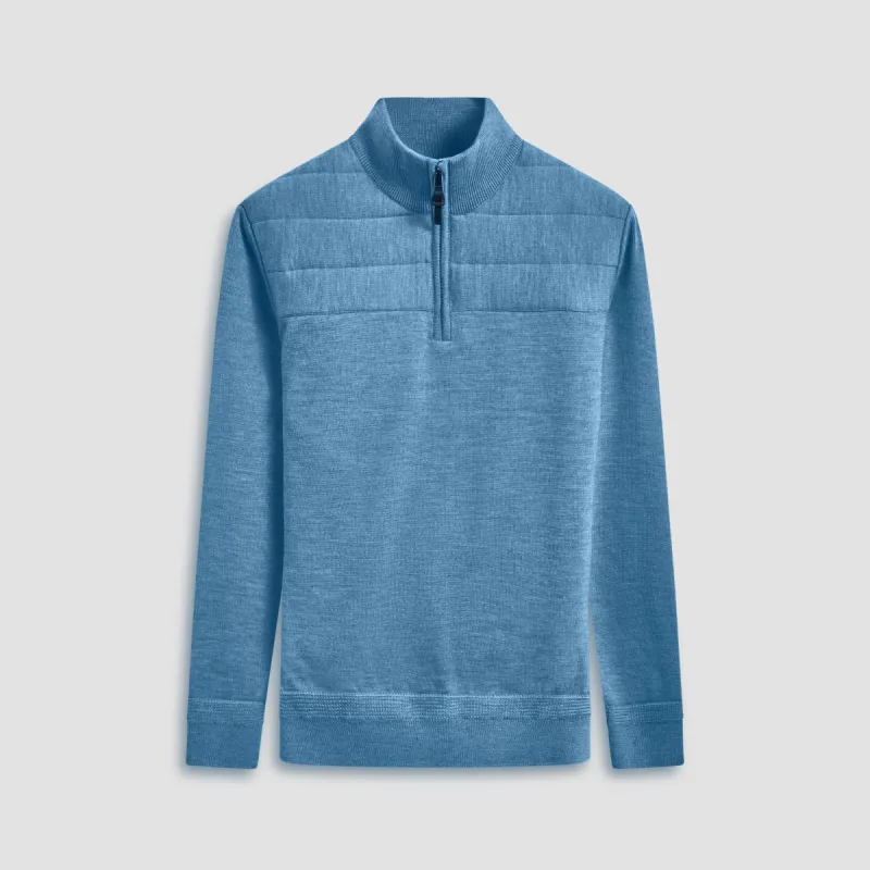 Quilted Yoke Quarter Zip Sweater sold by Bugatchi