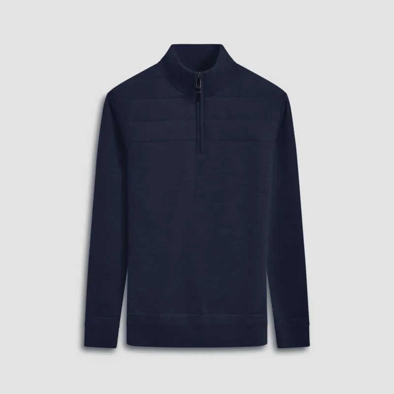 Quilted Yoke Quarter-Zip Sweater sold by Bugatchi
