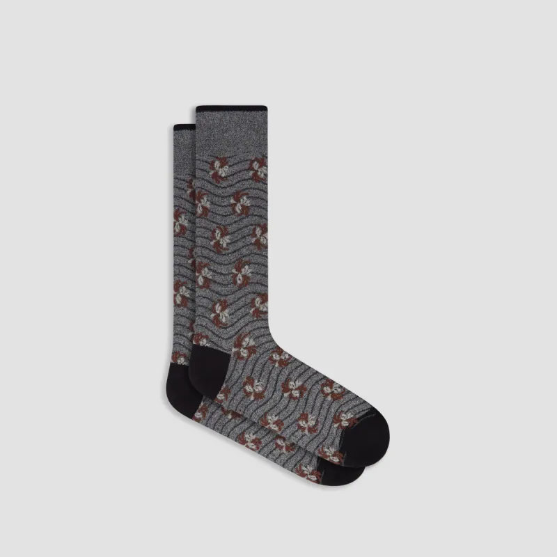 Striped Floral Mid-Calf Socks sold by Bugatchi