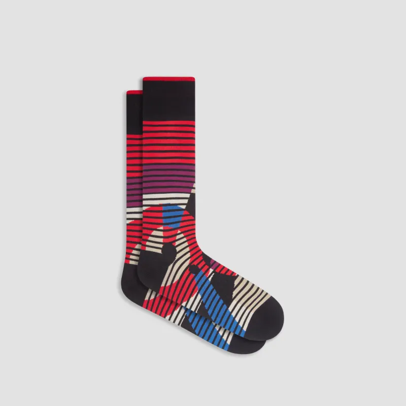Striped Abstract Mid-Calf Socks sold by Bugatchi