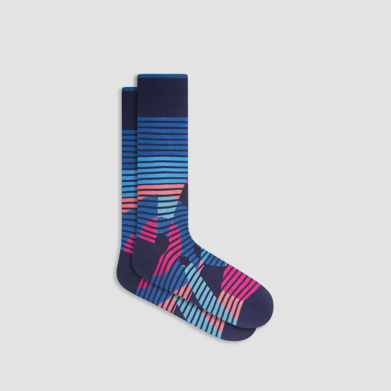 Striped Abstract Mid-Calf Socks sold by Bugatchi