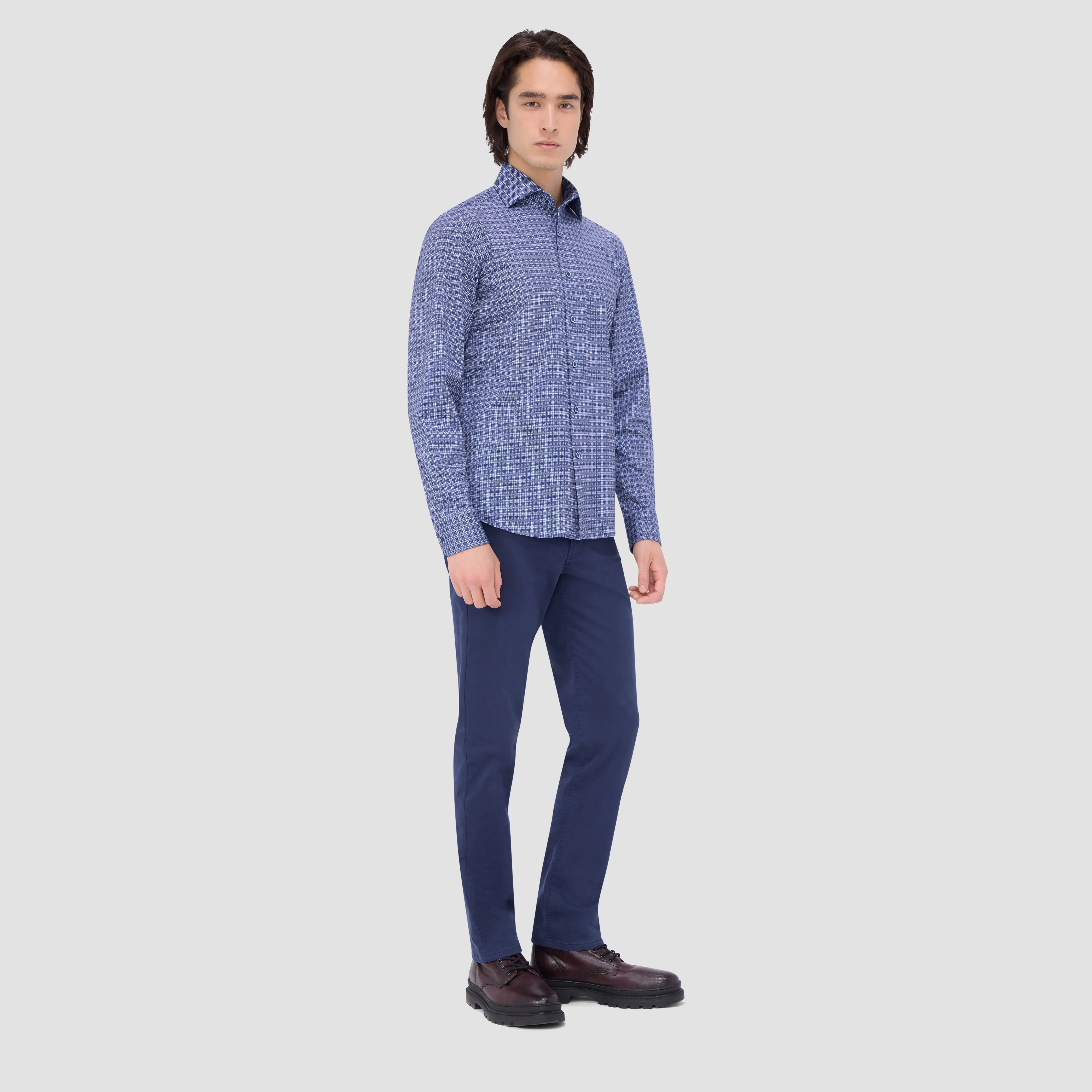 Devon Checkered OoohCotton Shirt sold by Bugatchi product image thumbnail 5