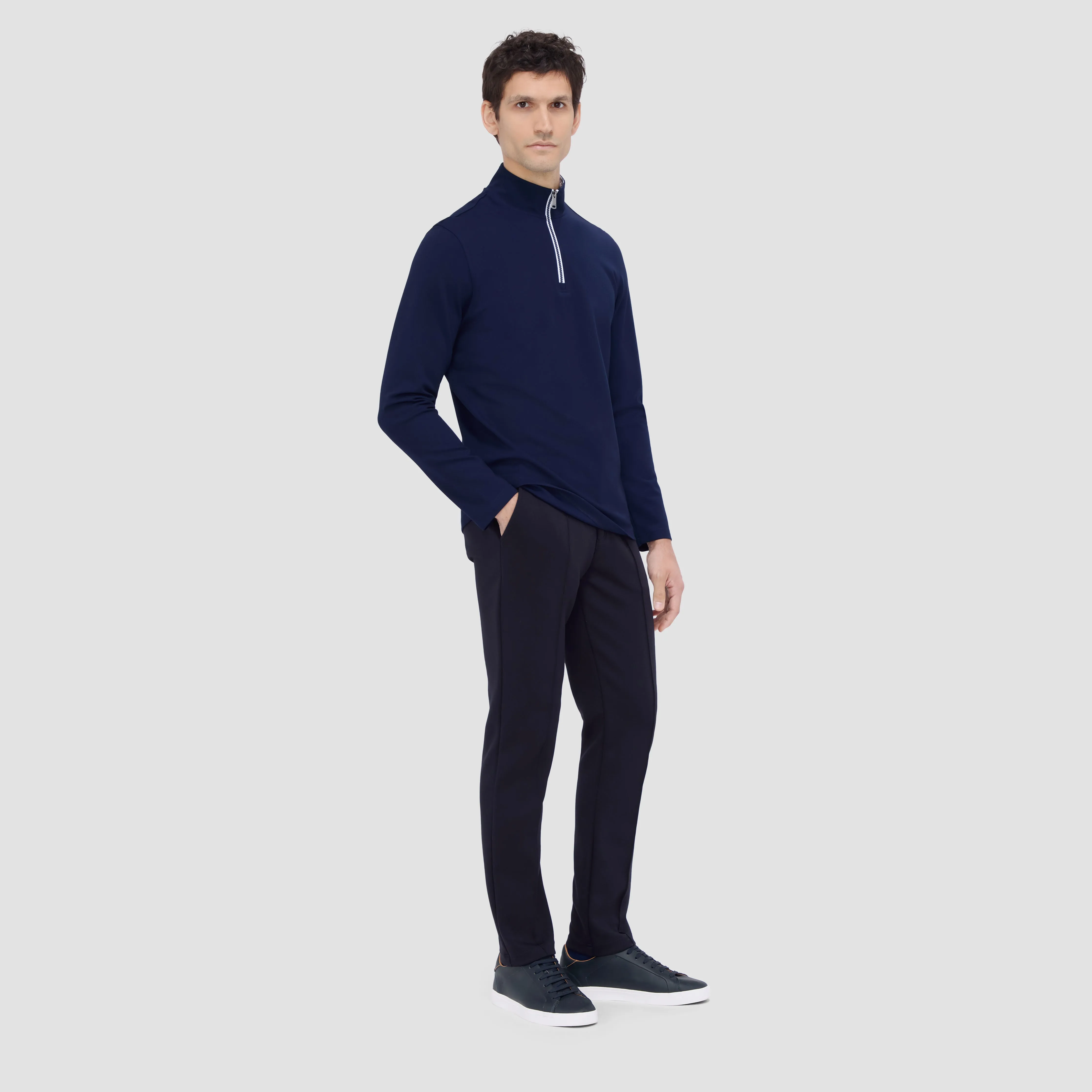 Contrast Performance Quarter-Zip Pullover sold by Bugatchi product image thumbnail 5