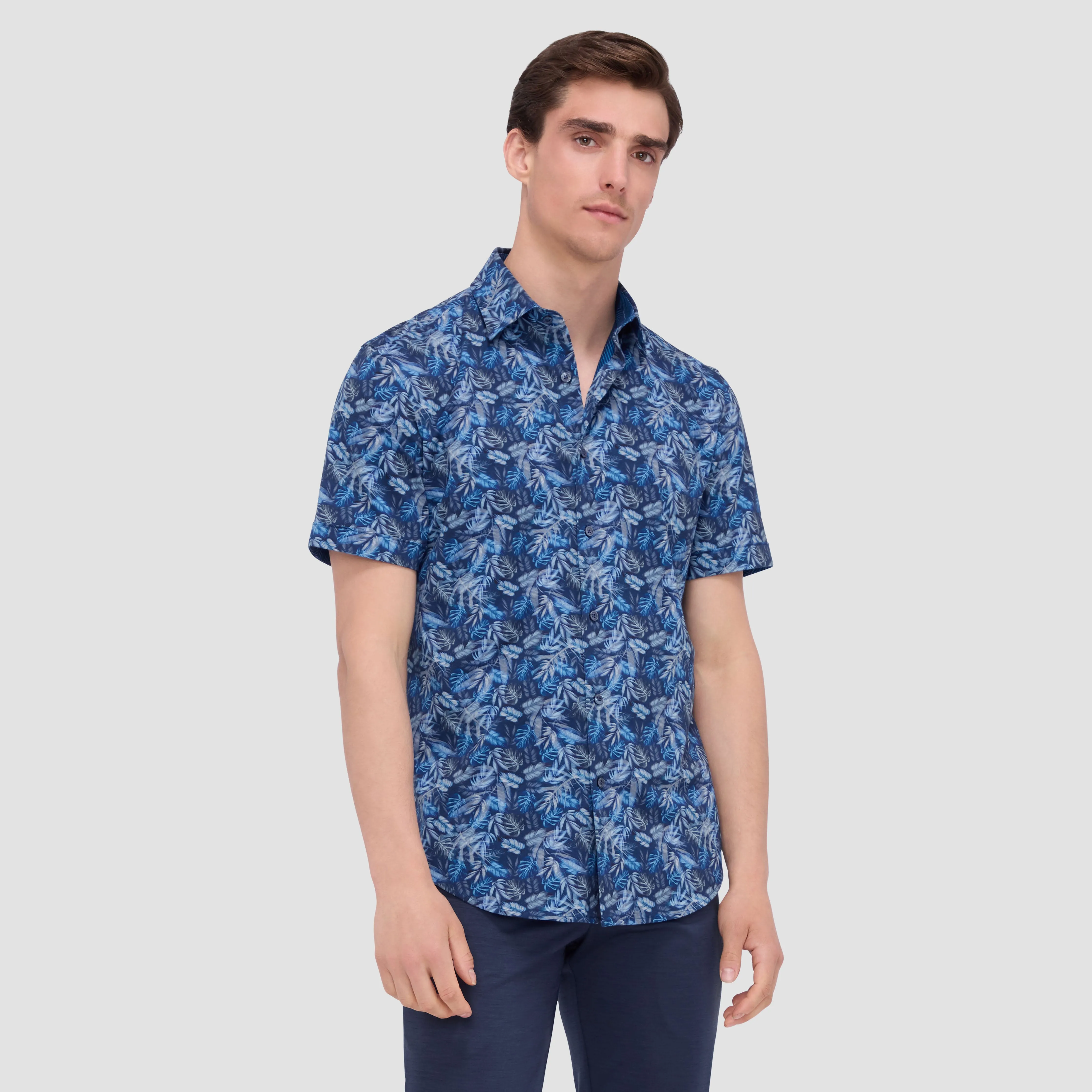 Myron Double Sided Leaf Print/Chevron OoohCotton Shirt sold by Bugatchi product image thumbnail 2