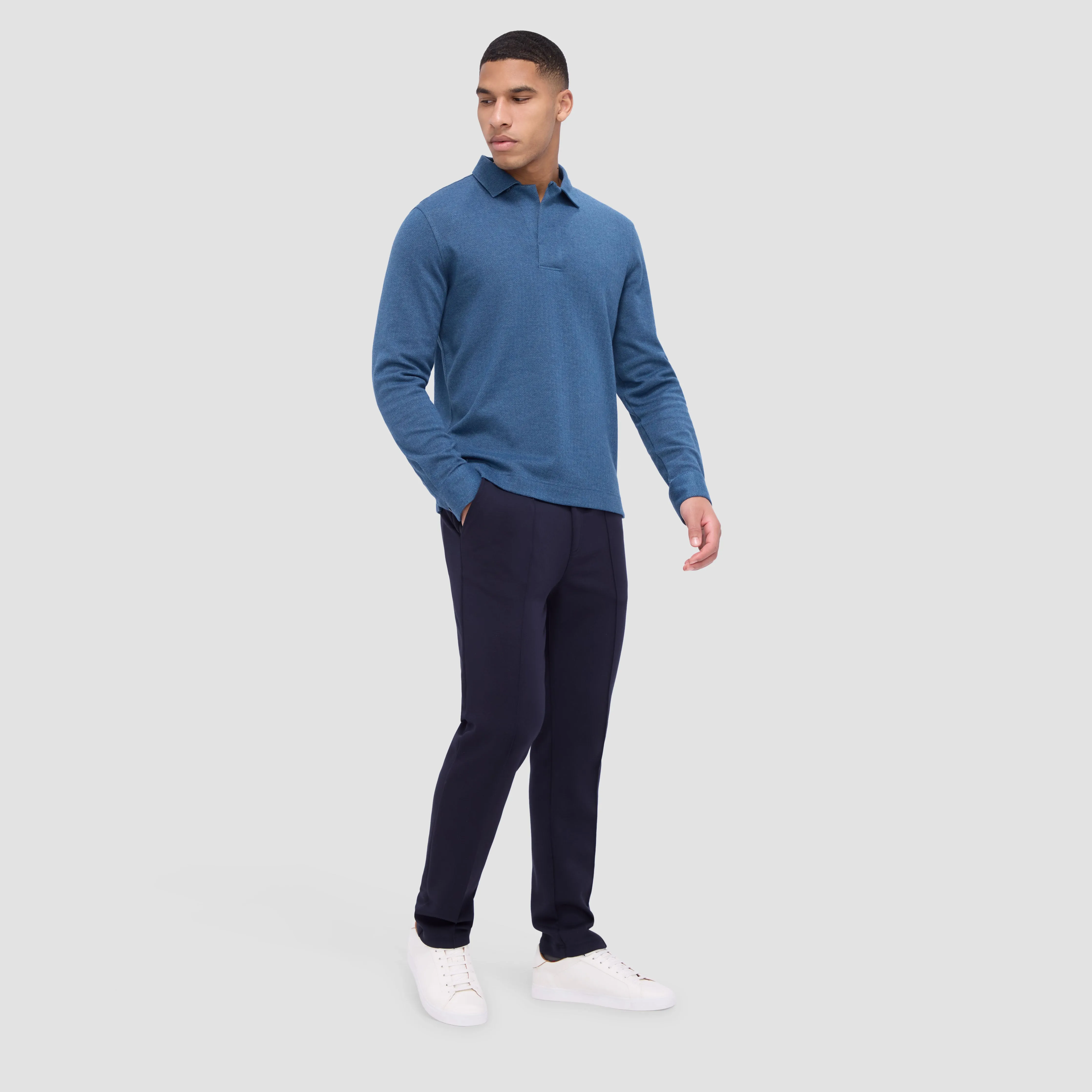 Herringbone Long Sleeve Polo sold by Bugatchi product image thumbnail 5