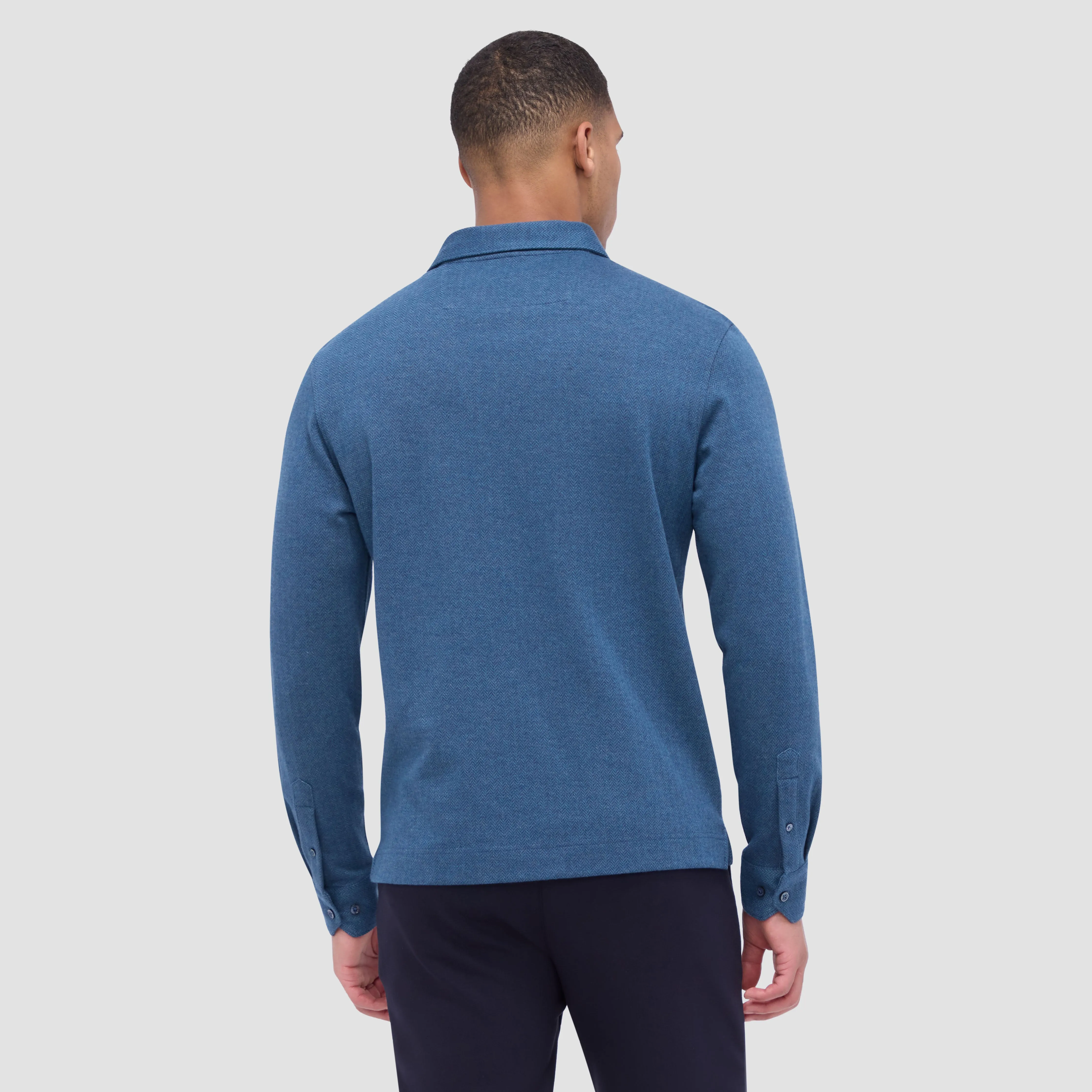 Herringbone Long Sleeve Polo sold by Bugatchi product image thumbnail 4