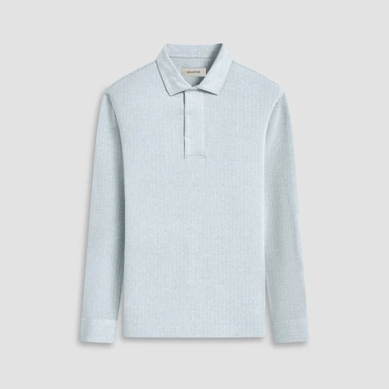 Herringbone Long Sleeve Polo sold by Bugatchi