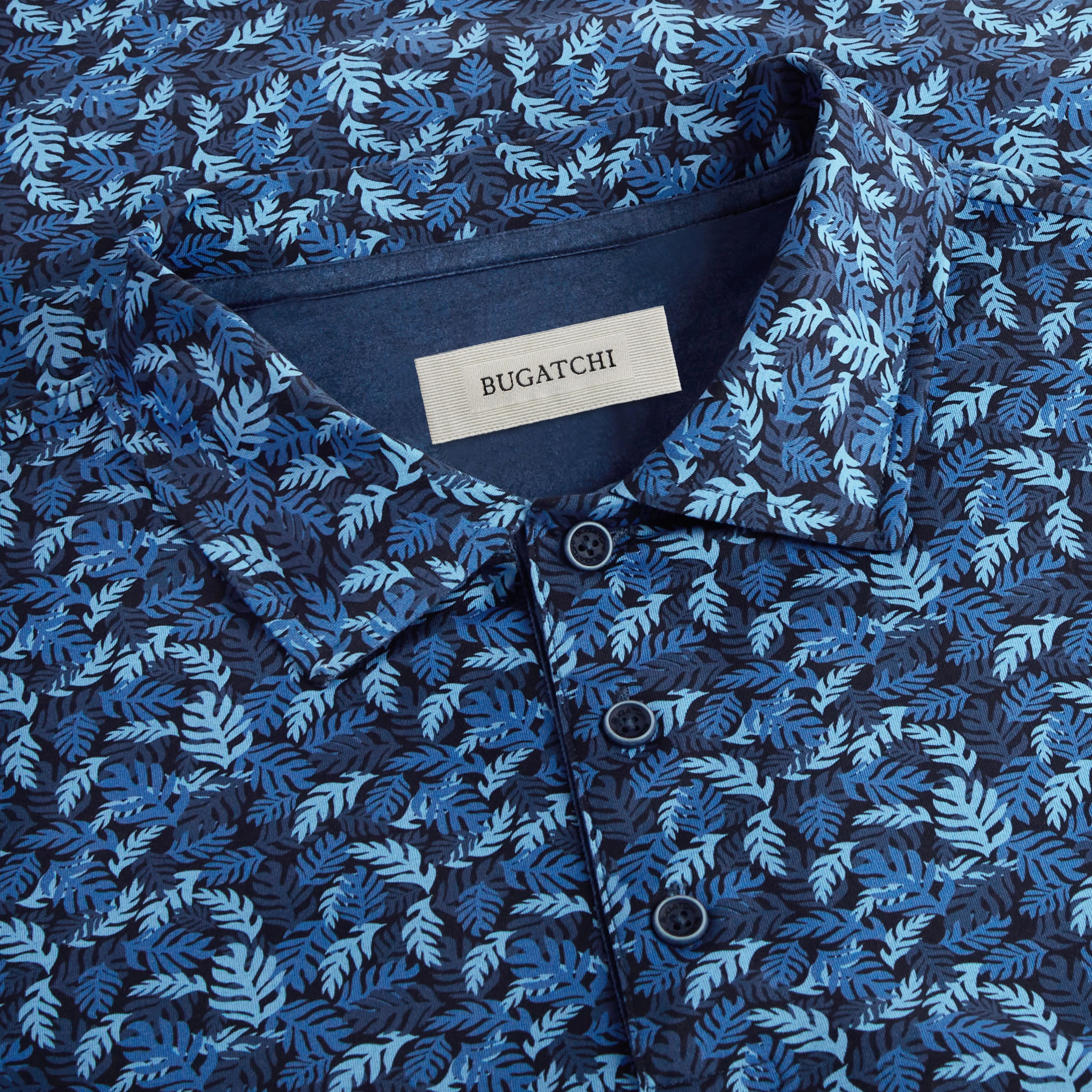 Vincent Double Sided Leaf Print/Solid OoohCotton Polo sold by Bugatchi product image thumbnail 2