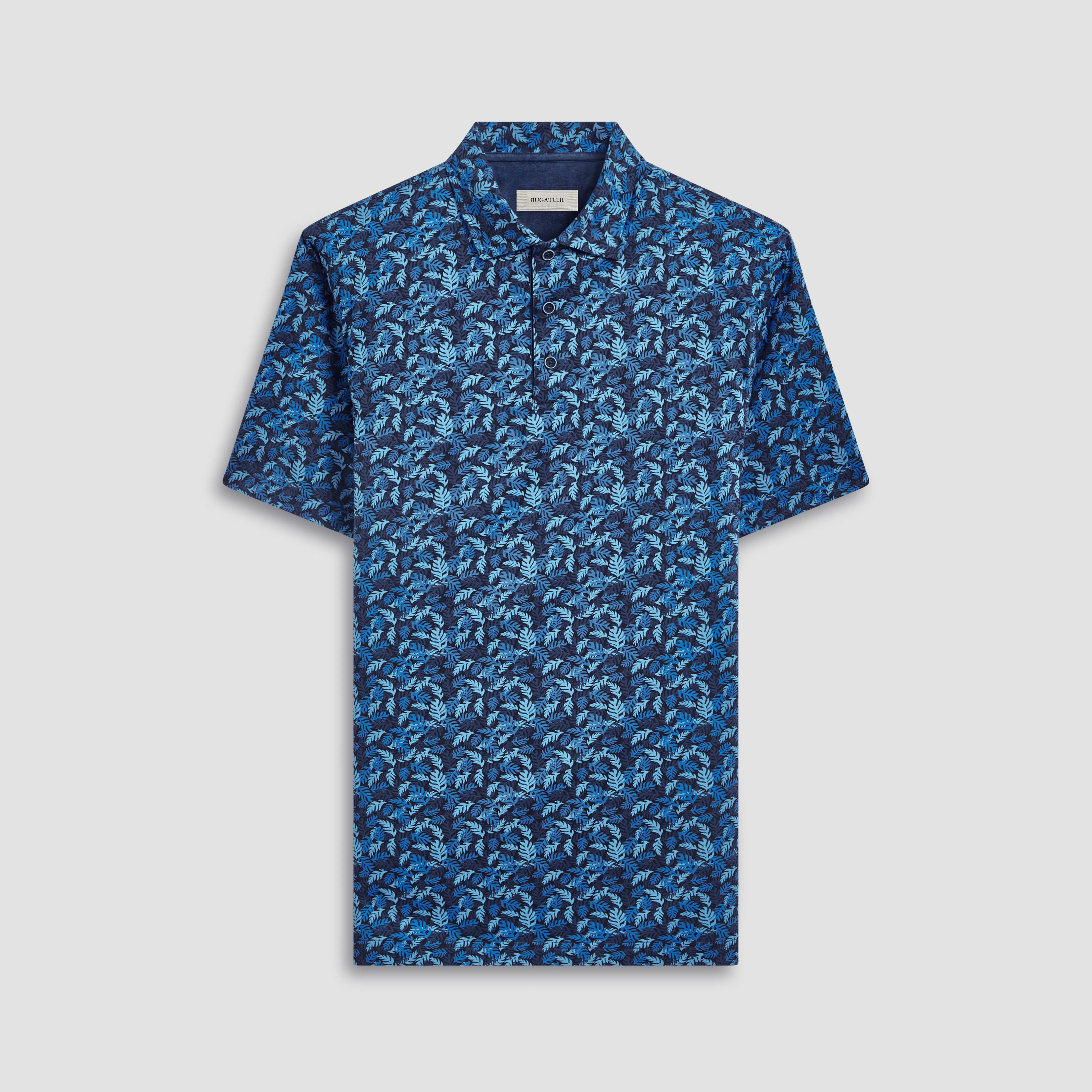 Vincent Double Sided Leaf Print/Solid OoohCotton Polo sold by Bugatchi