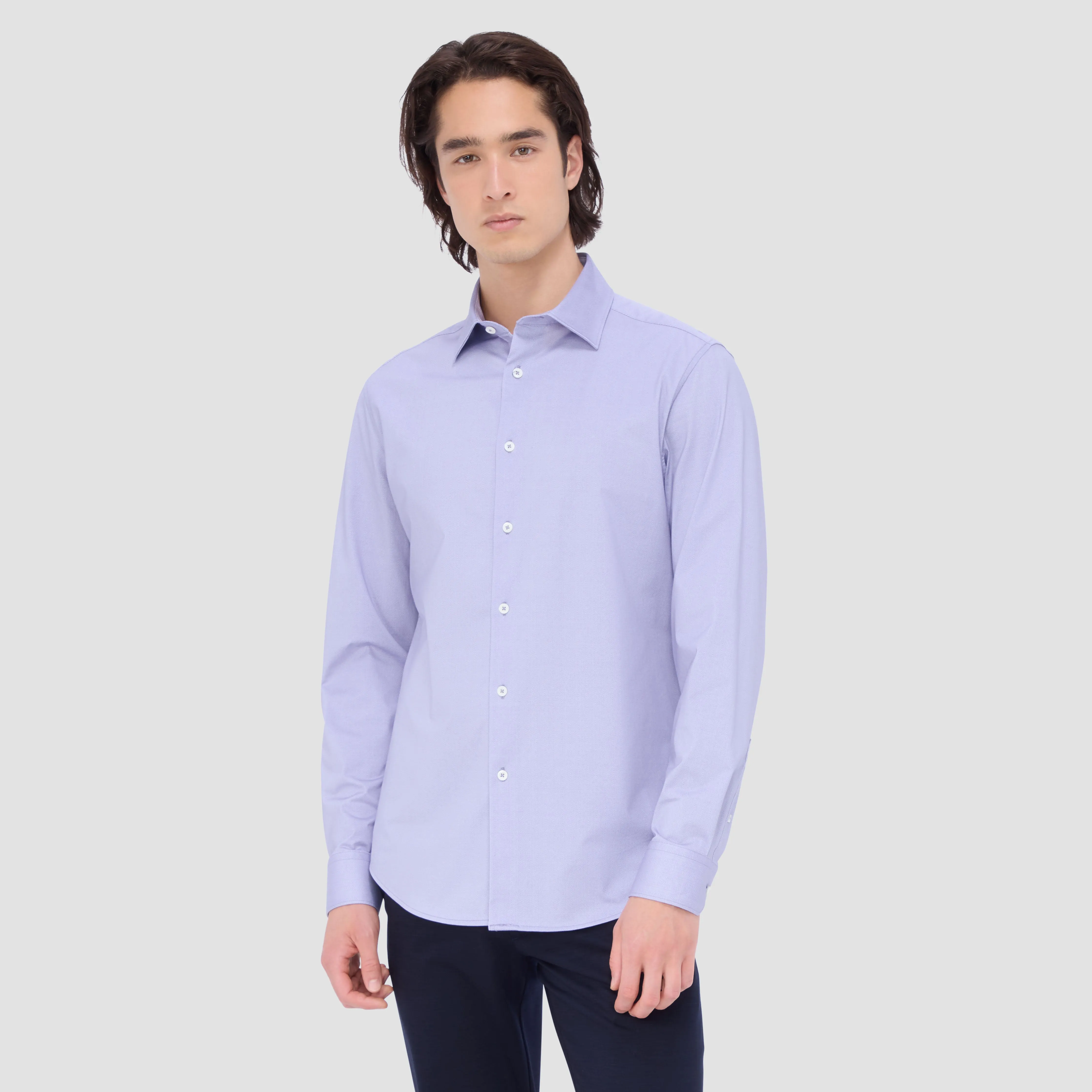 Jimmy Double Sided Herringbone/Check OoohCotton Shirt sold by Bugatchi product image thumbnail 4