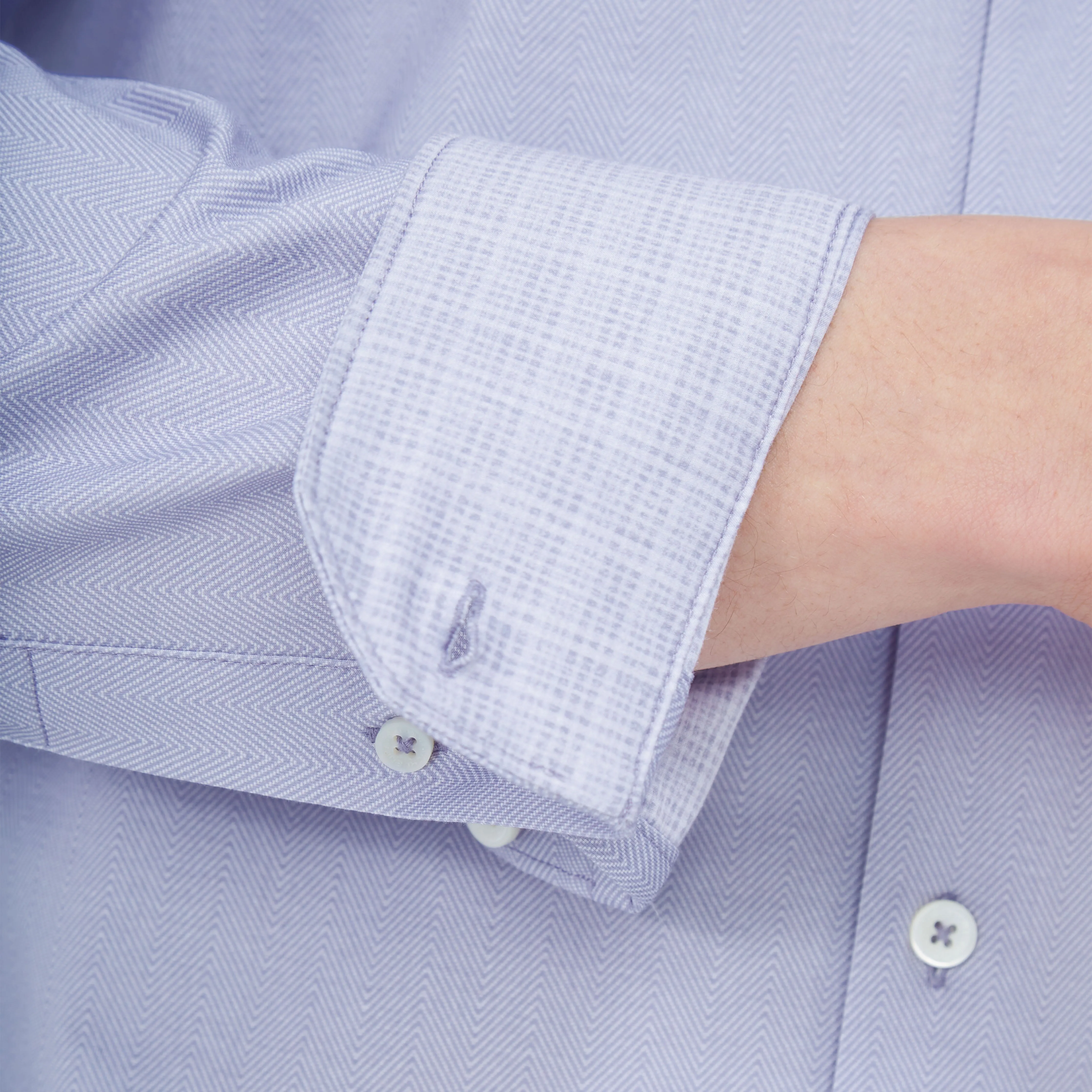 Jimmy Double Sided Herringbone/Check OoohCotton Shirt sold by Bugatchi product image thumbnail 3