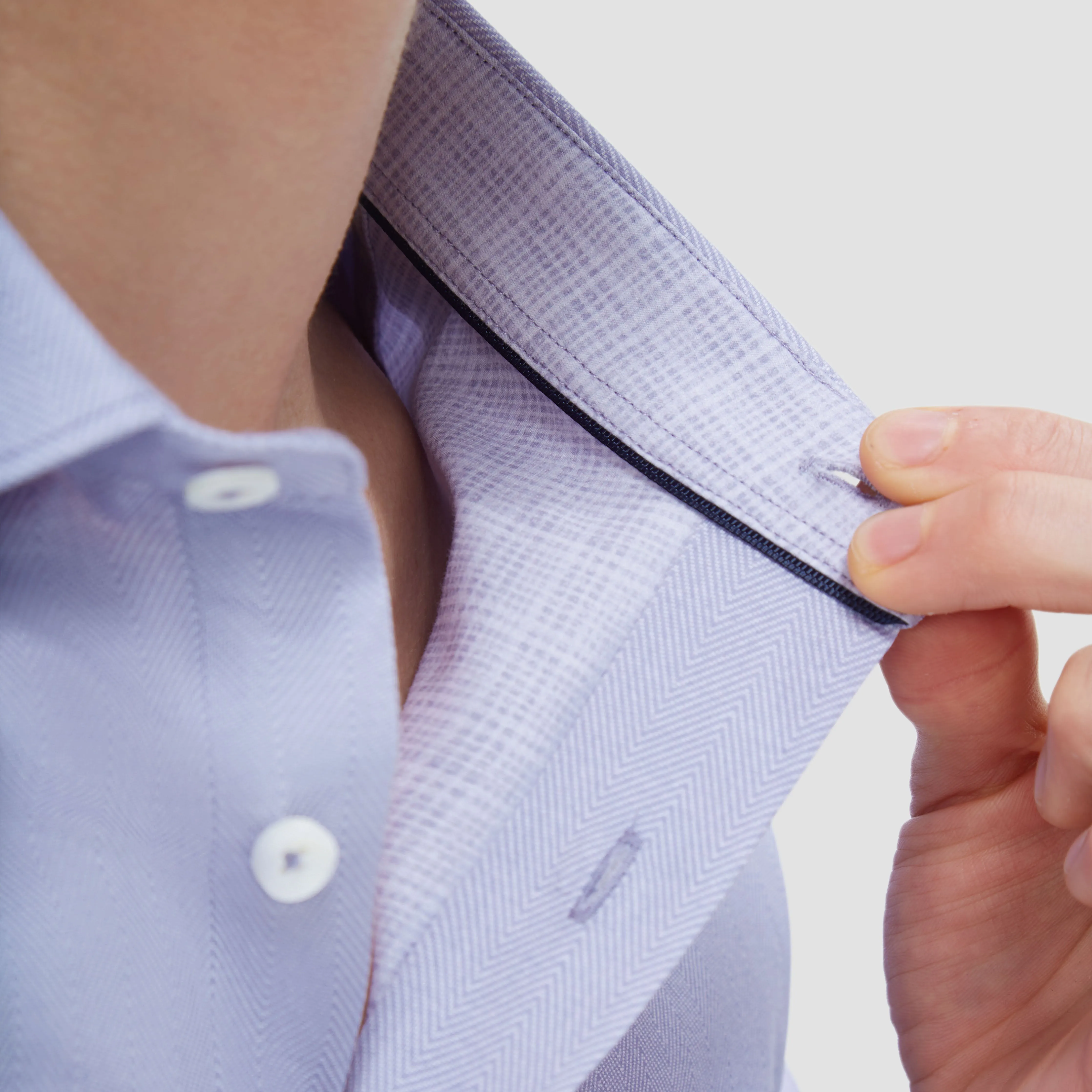 Jimmy Double Sided Herringbone/Check OoohCotton Shirt sold by Bugatchi product image thumbnail 2