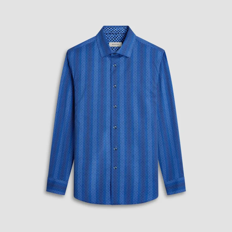 Jimmy Double Sided Chevron/Check OoohCotton Shirt sold by Bugatchi