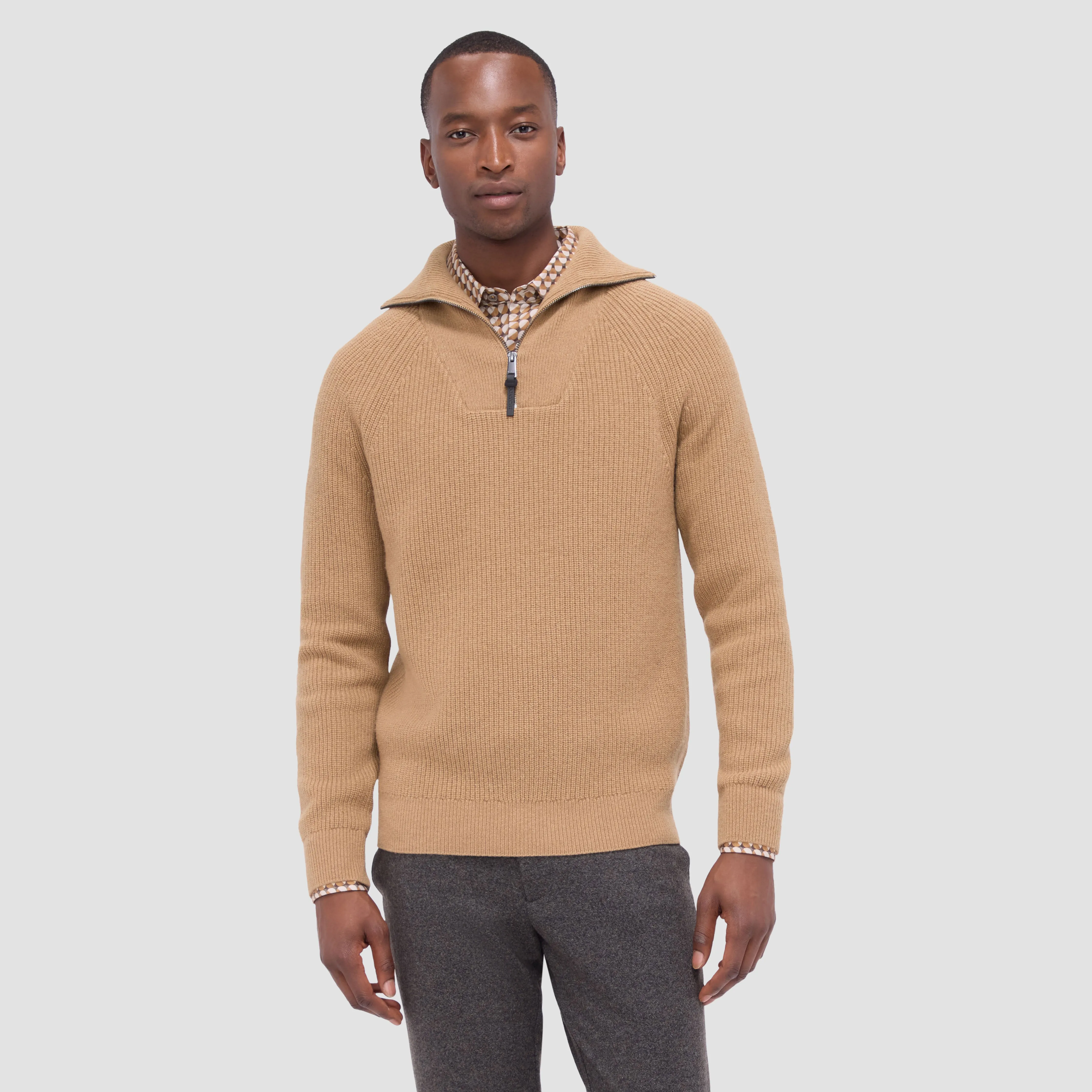 Fisherman Rib-Stitch Quarter-Zip Sweater sold by Bugatchi product image thumbnail 3