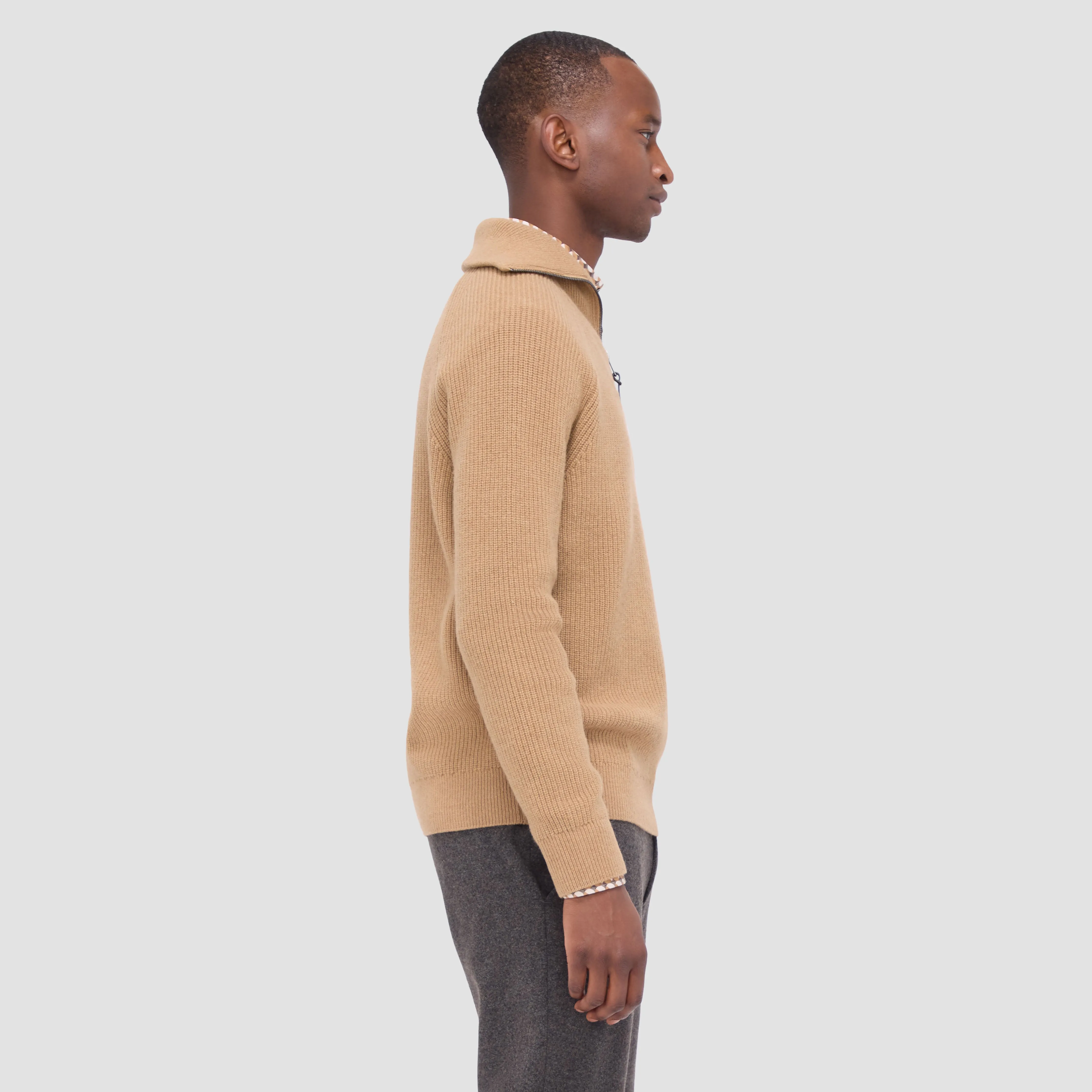 Fisherman Rib-Stitch Quarter-Zip Sweater sold by Bugatchi product image thumbnail 4