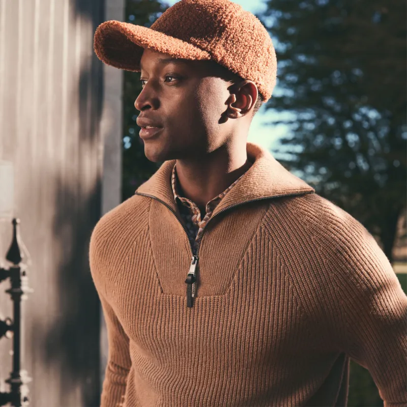 Fisherman Rib-Stitch Quarter-Zip Sweater sold by Bugatchi