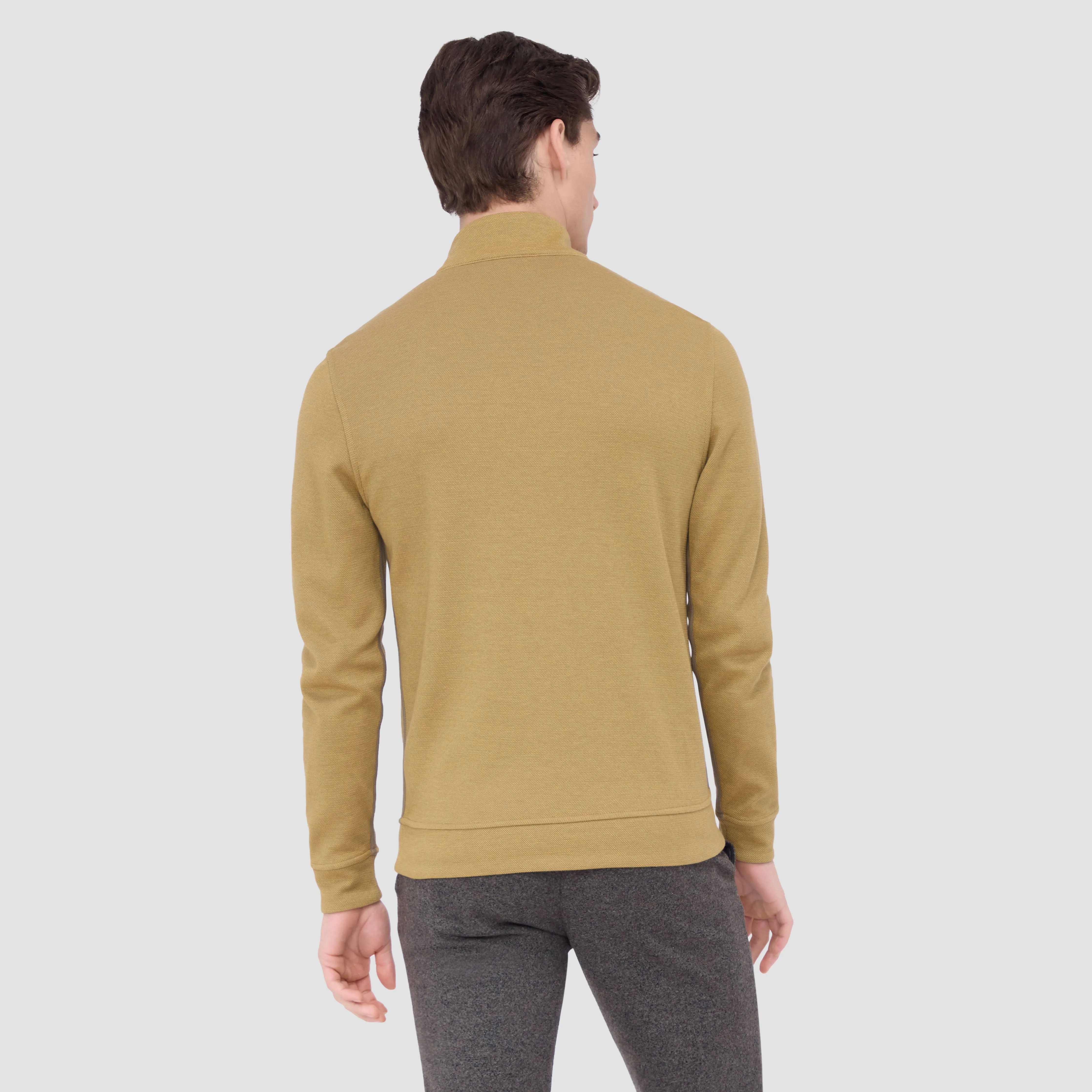 Reversible Pique/Fishermen Knit Quarter-Zip Pullover sold by Bugatchi product image thumbnail 4