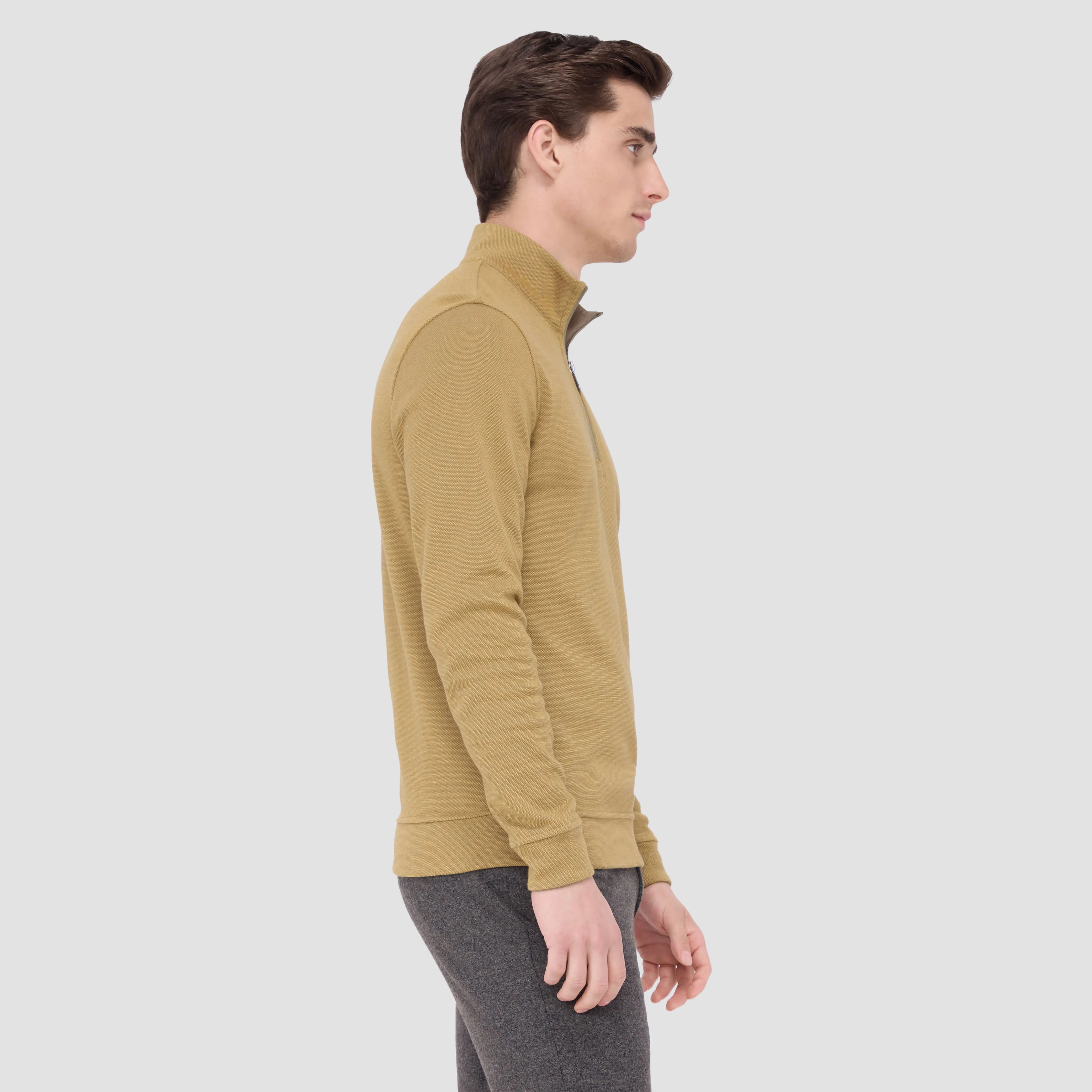 Reversible Pique/Fishermen Knit Quarter-Zip Pullover sold by Bugatchi product image thumbnail 3