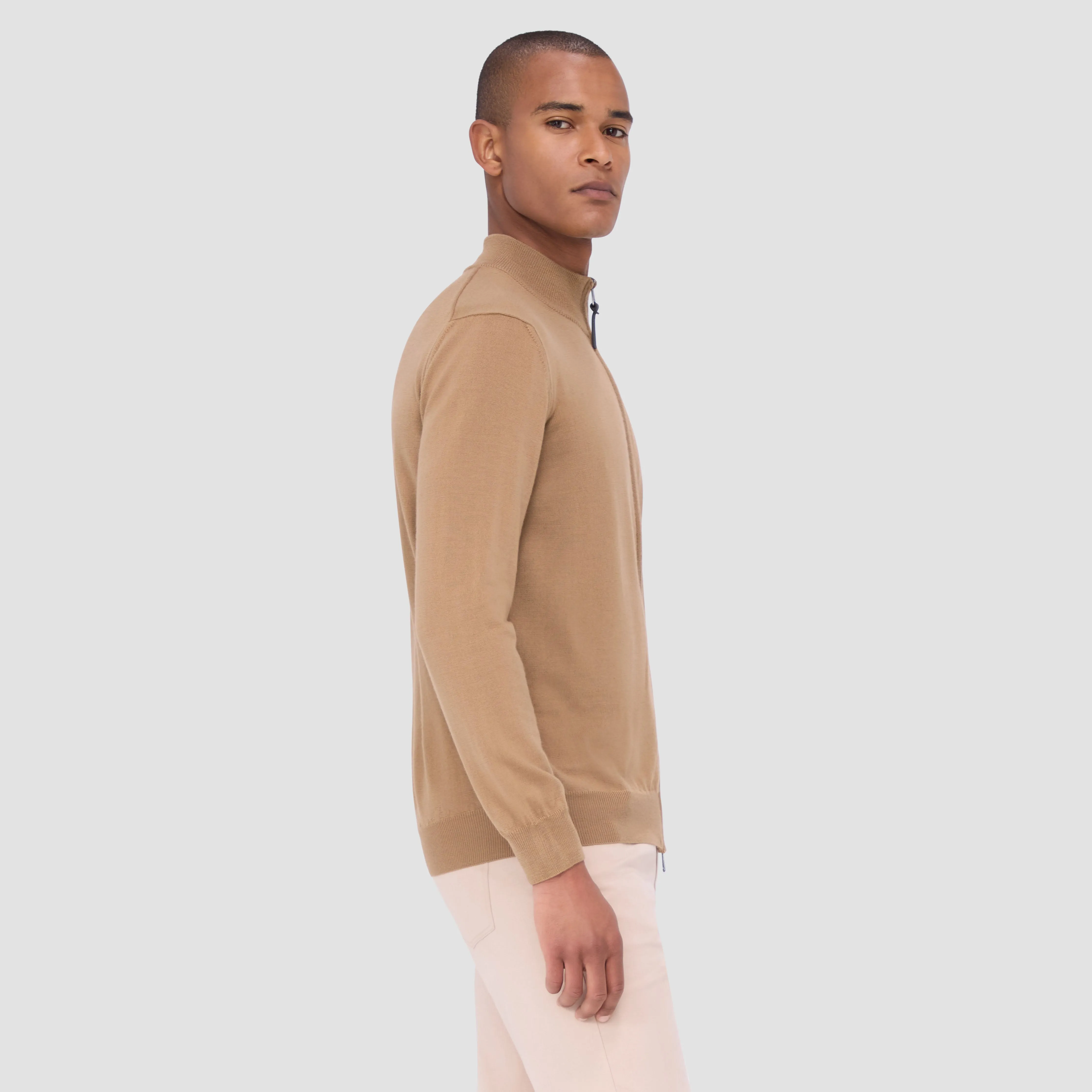 Super Merino Mock Neck Full Zip Sweater sold by Bugatchi product image thumbnail 3