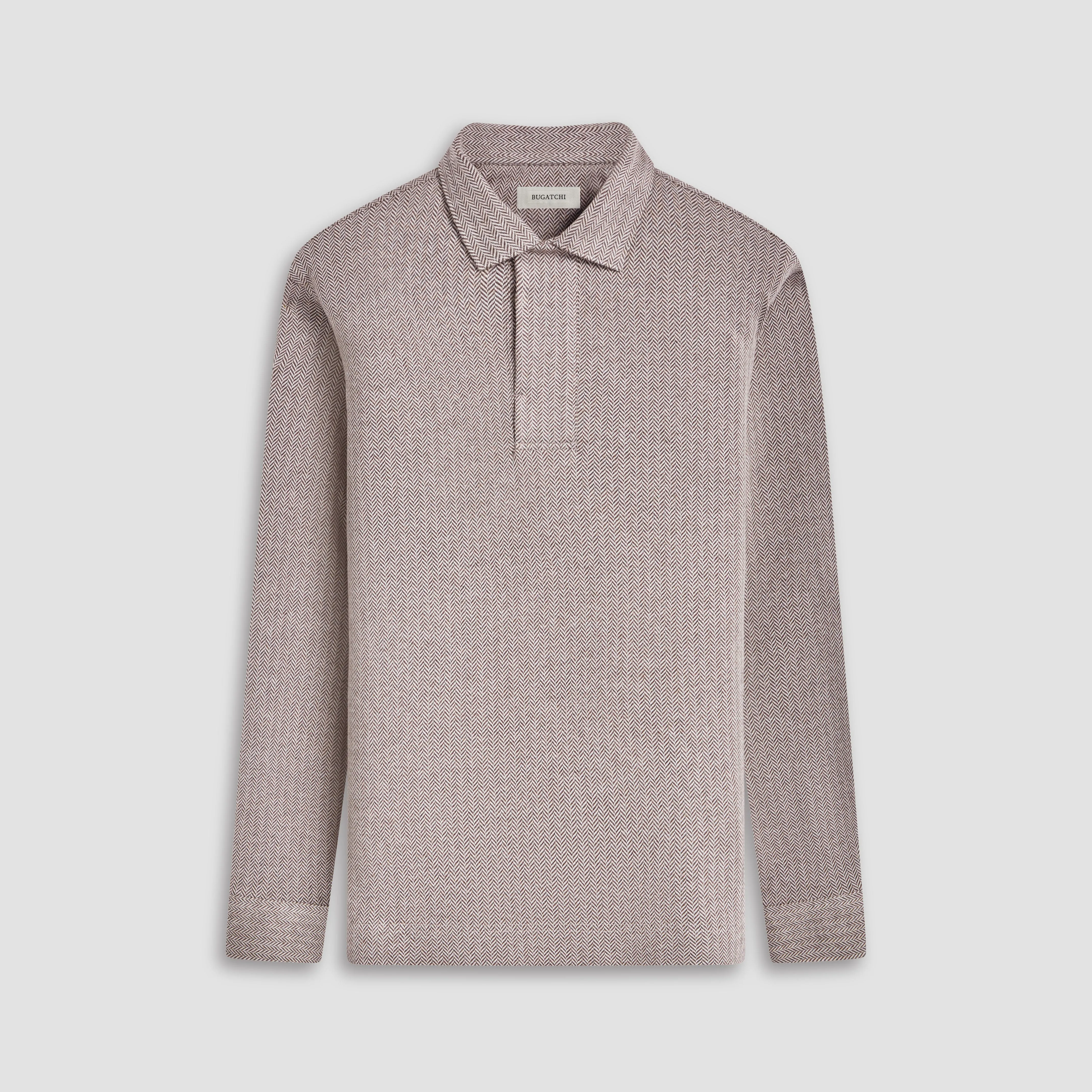 Herringbone Long Sleeve Polo sold by Bugatchi product image thumbnail 2