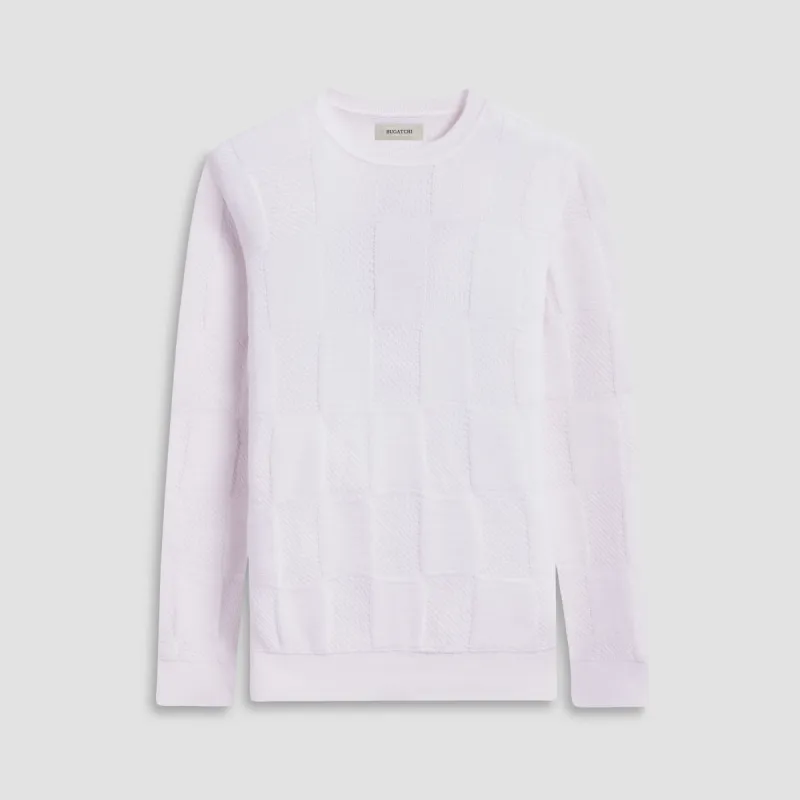Multi-Stitch Check Jacquard Crew Neck Sweater sold by Bugatchi