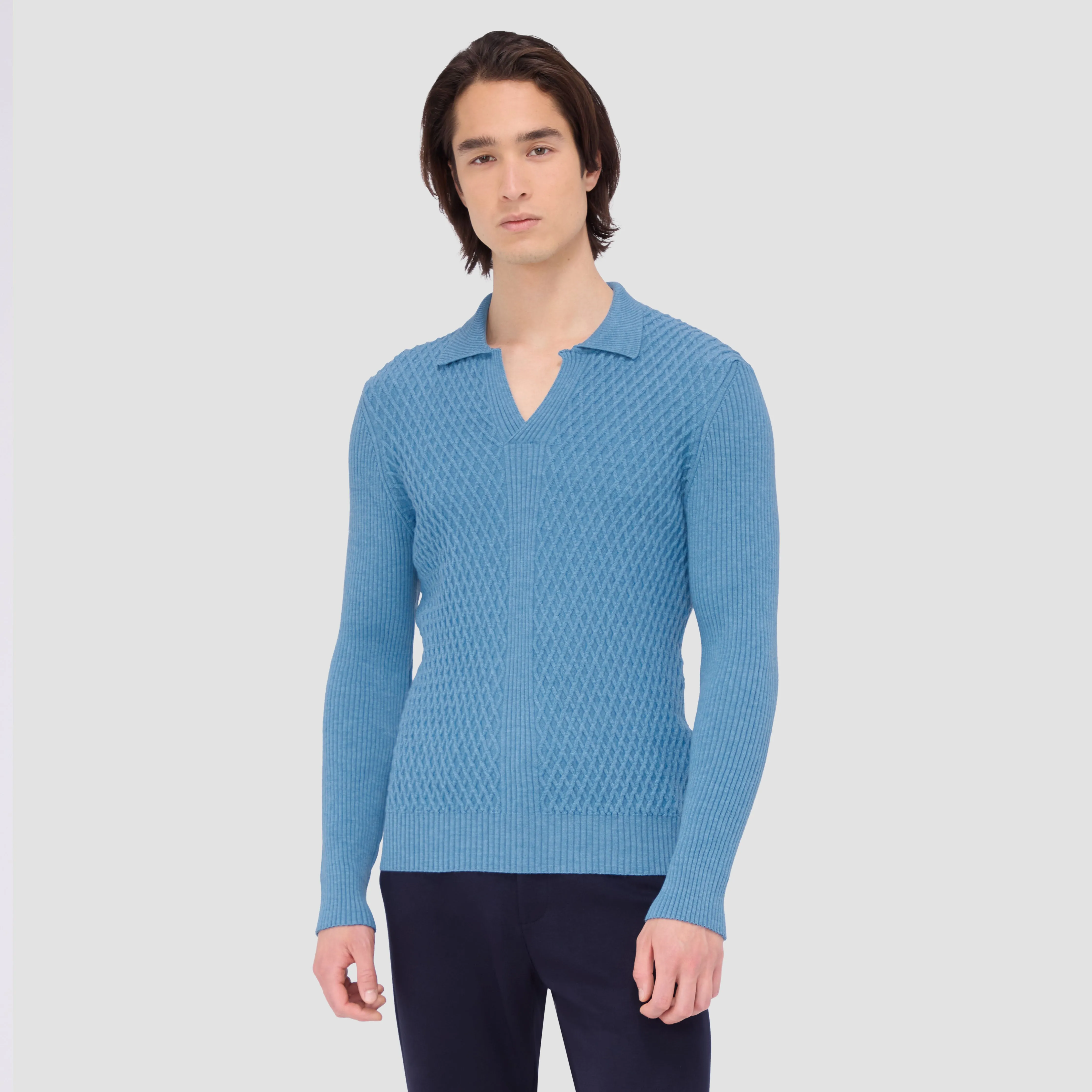 Mixed Stitch Johnny Collar Sweater sold by Bugatchi product image thumbnail 2
